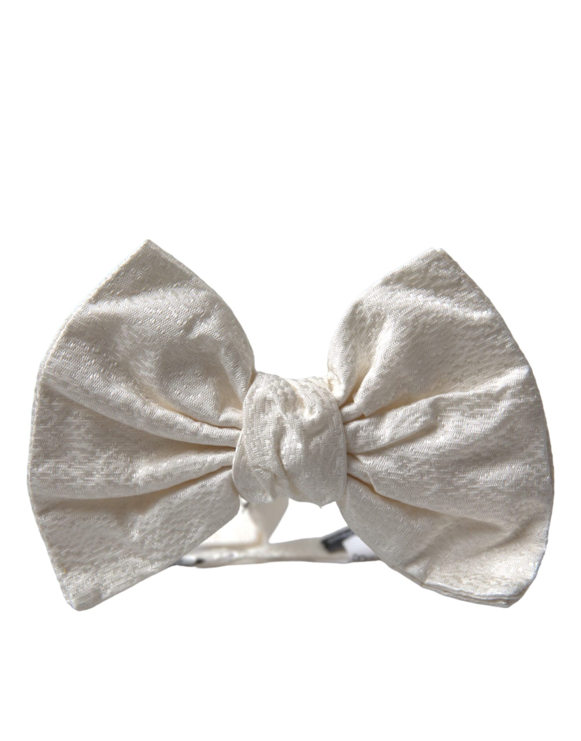 Dolce & Gabbana White Textured Cotton Adjustable Neck Bow Men's Tie Size ONE SIZE - 3 Thumbnail