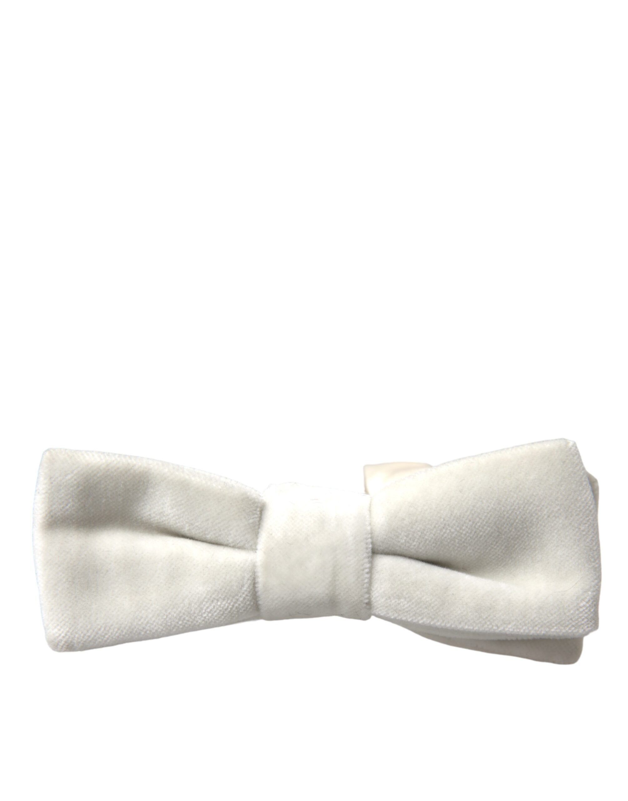 Dolce & Gabbana White Suede Cotton Adjustable Neck Men Bow Men's Tie Size ONE SIZE - 3 Thumbnail