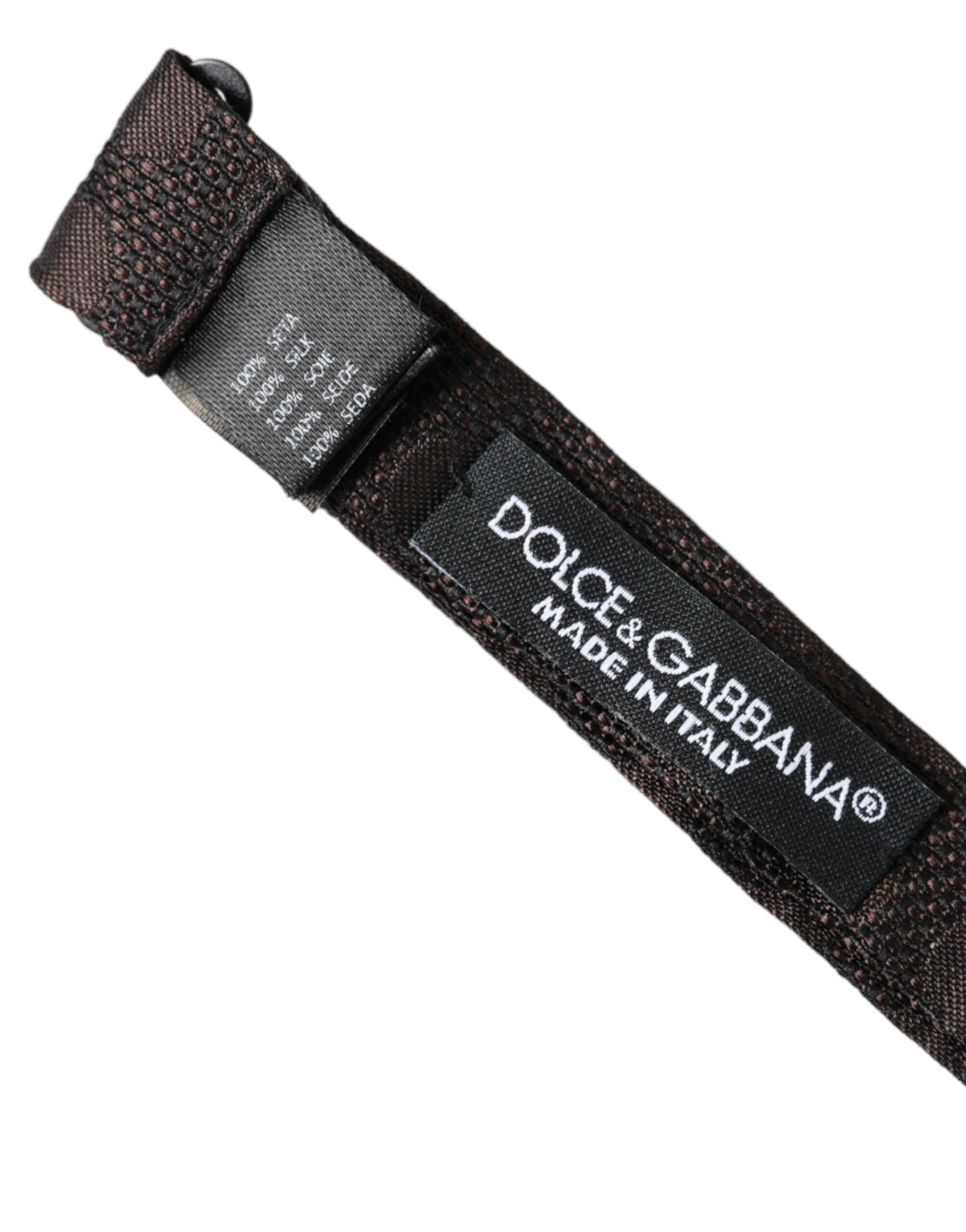 Dolce & Gabbana Brown Ribbon Silk Adjustable Neck Men Bow Men's Tie Size ONE SIZE - 2 Thumbnail