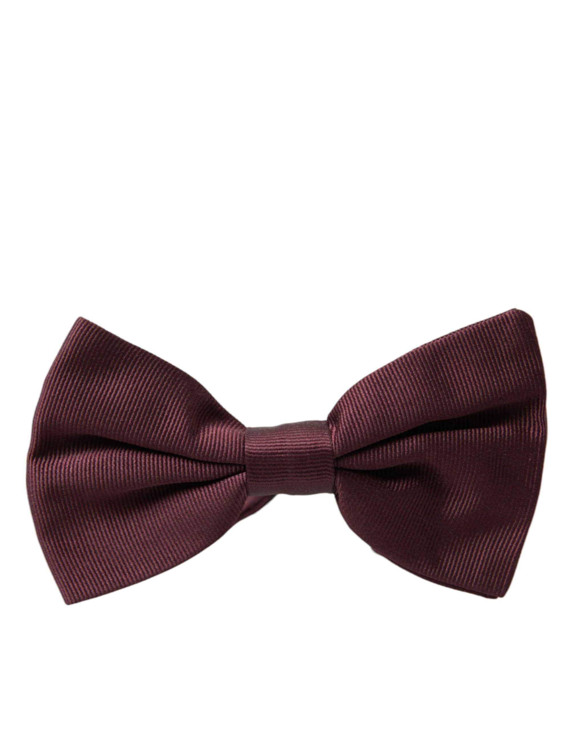 Dolce & Gabbana Maroon Silk Adjustable Neck Men Bow Men's Tie Size ONE SIZE - 4 Thumbnail