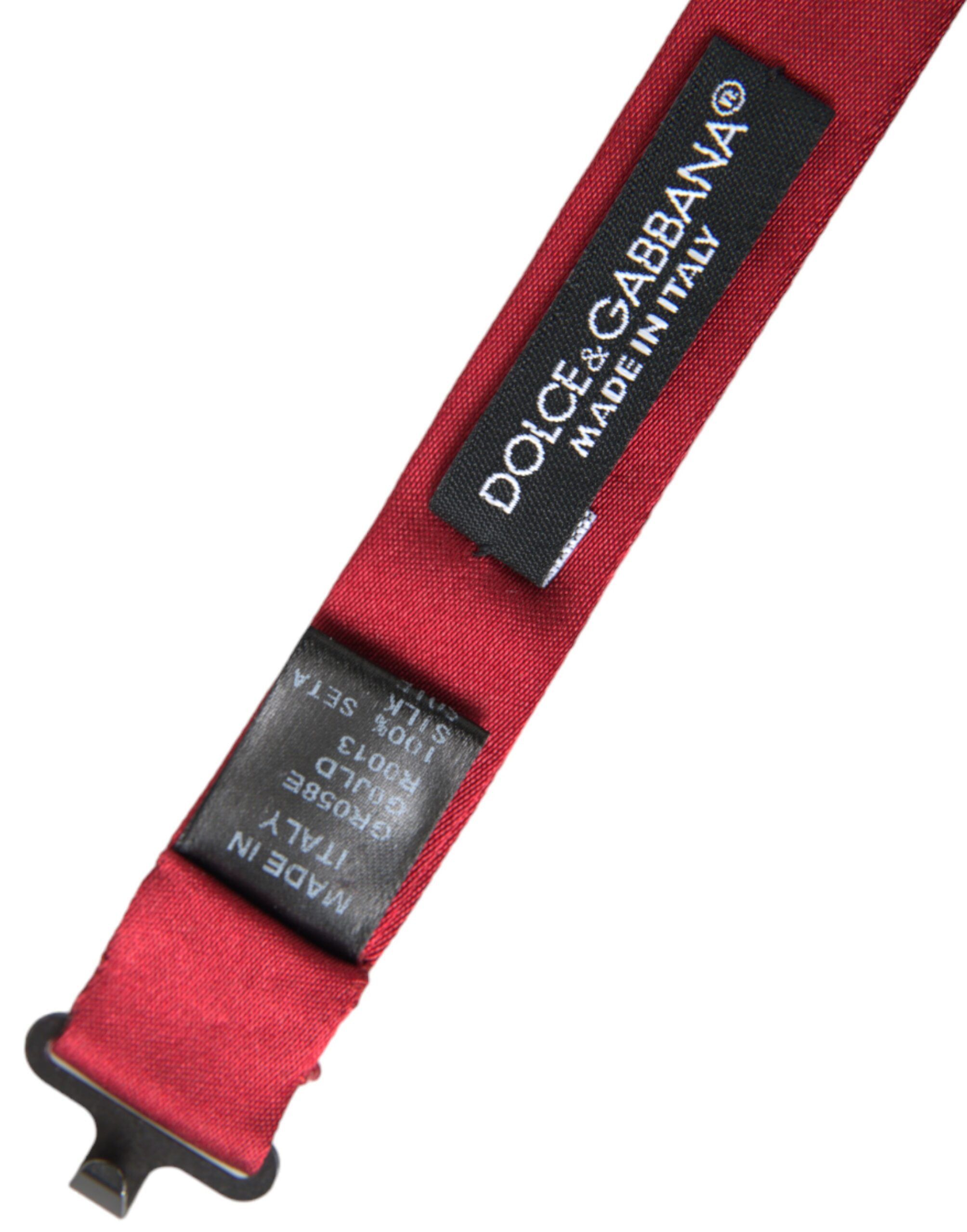 Dolce & Gabbana Red Brocade Silk Adjustable Neck Men Bow Men's Tie Size ONE SIZE - 3 Thumbnail