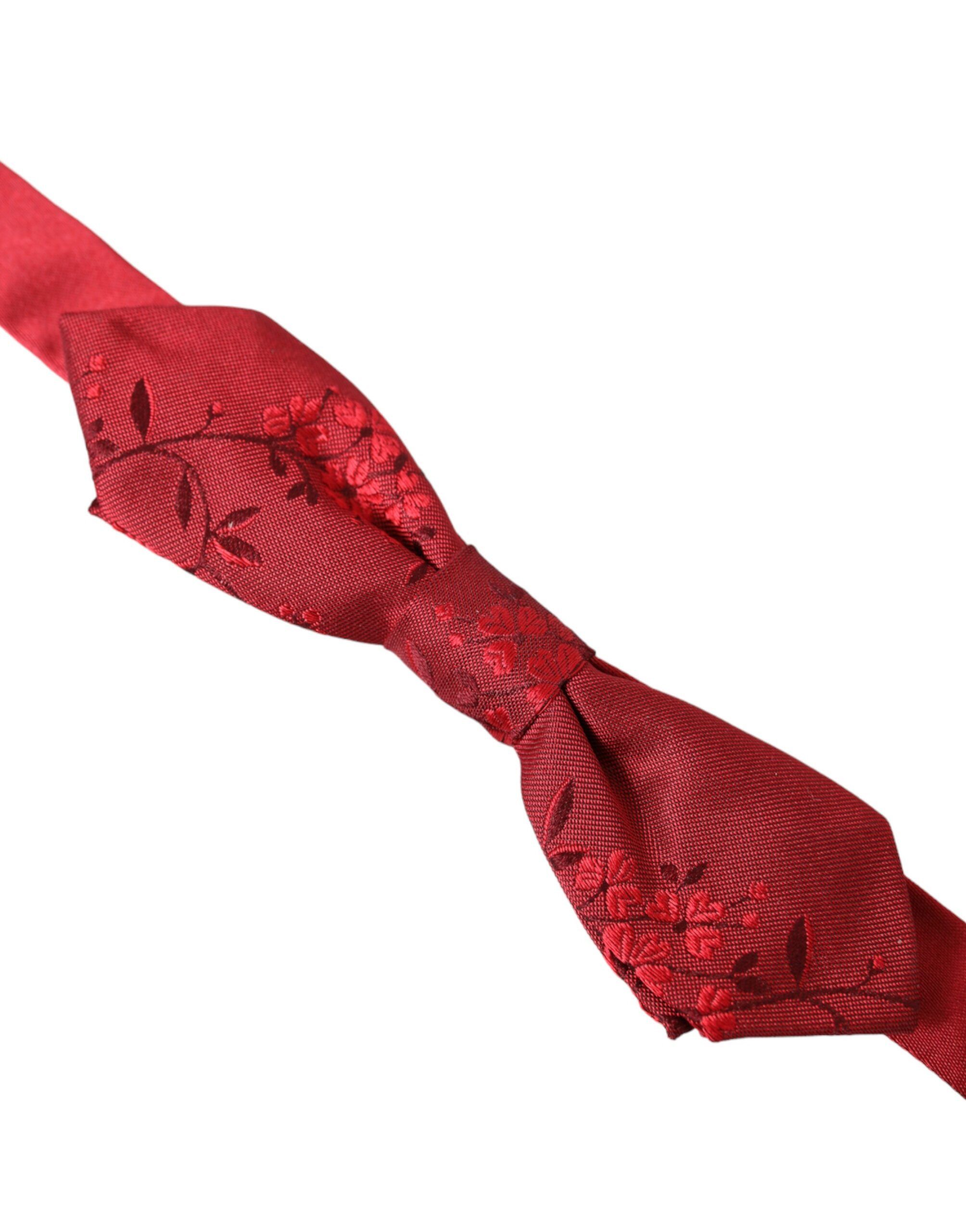 Dolce & Gabbana Red Brocade Silk Adjustable Neck Men Bow Men's Tie Size ONE SIZE - 2 Thumbnail
