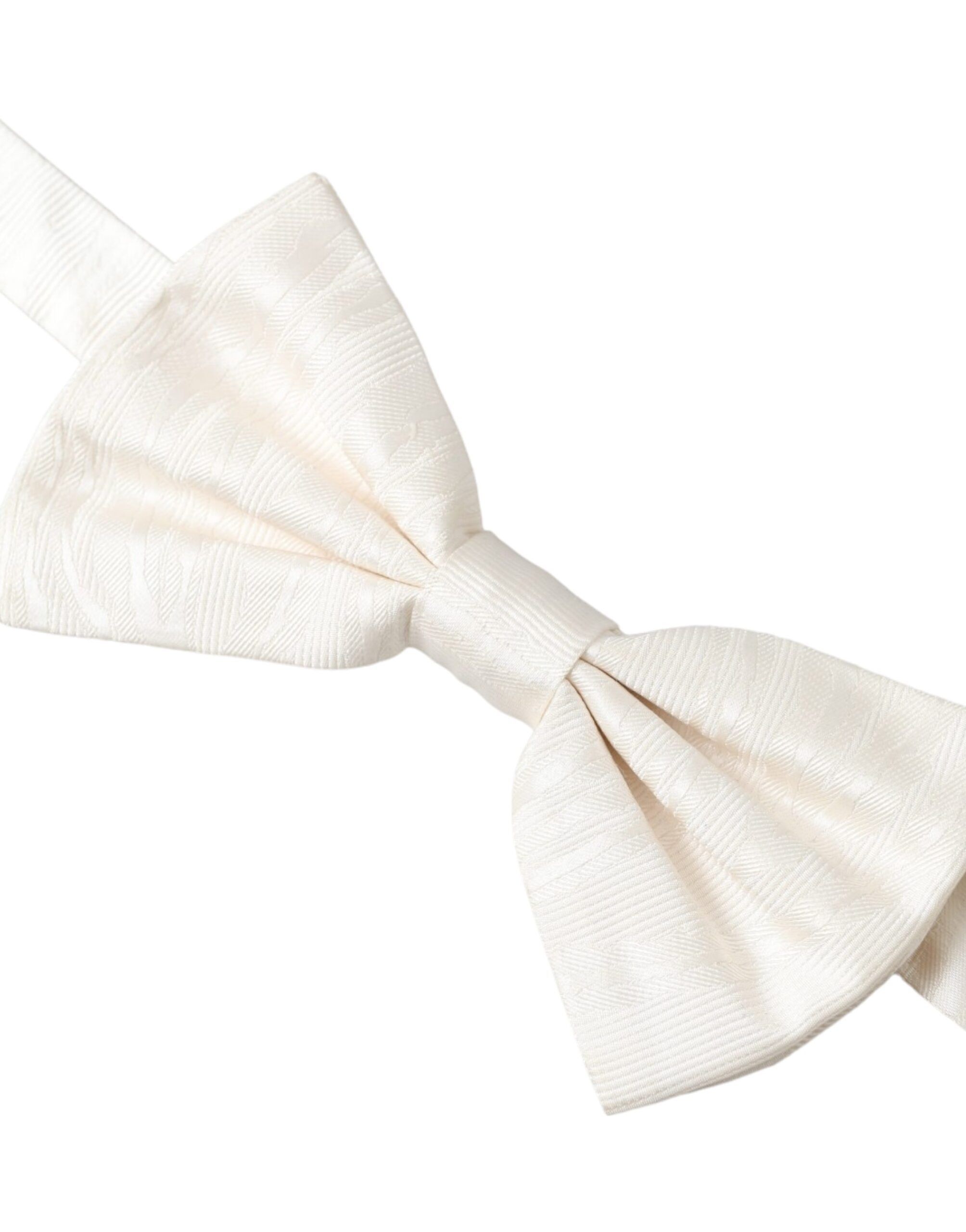 Dolce & Gabbana White Jacquard Silk Adjustable Neck Men Bow Men's Tie Size ONE SIZE - 2 Thumbnail