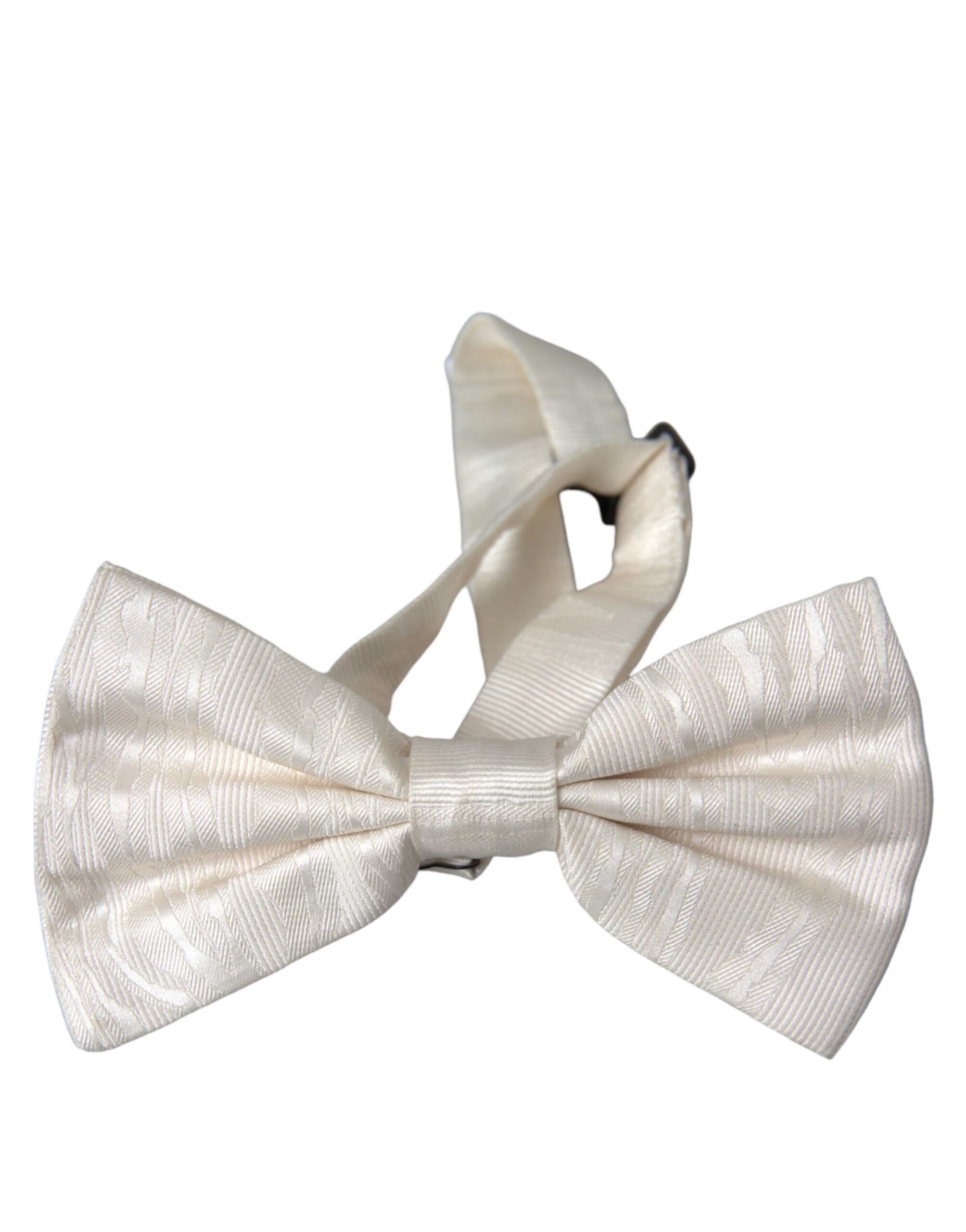 Dolce & Gabbana White Jacquard Silk Adjustable Neck Men Bow Men's Tie Size ONE SIZE - 4 Thumbnail