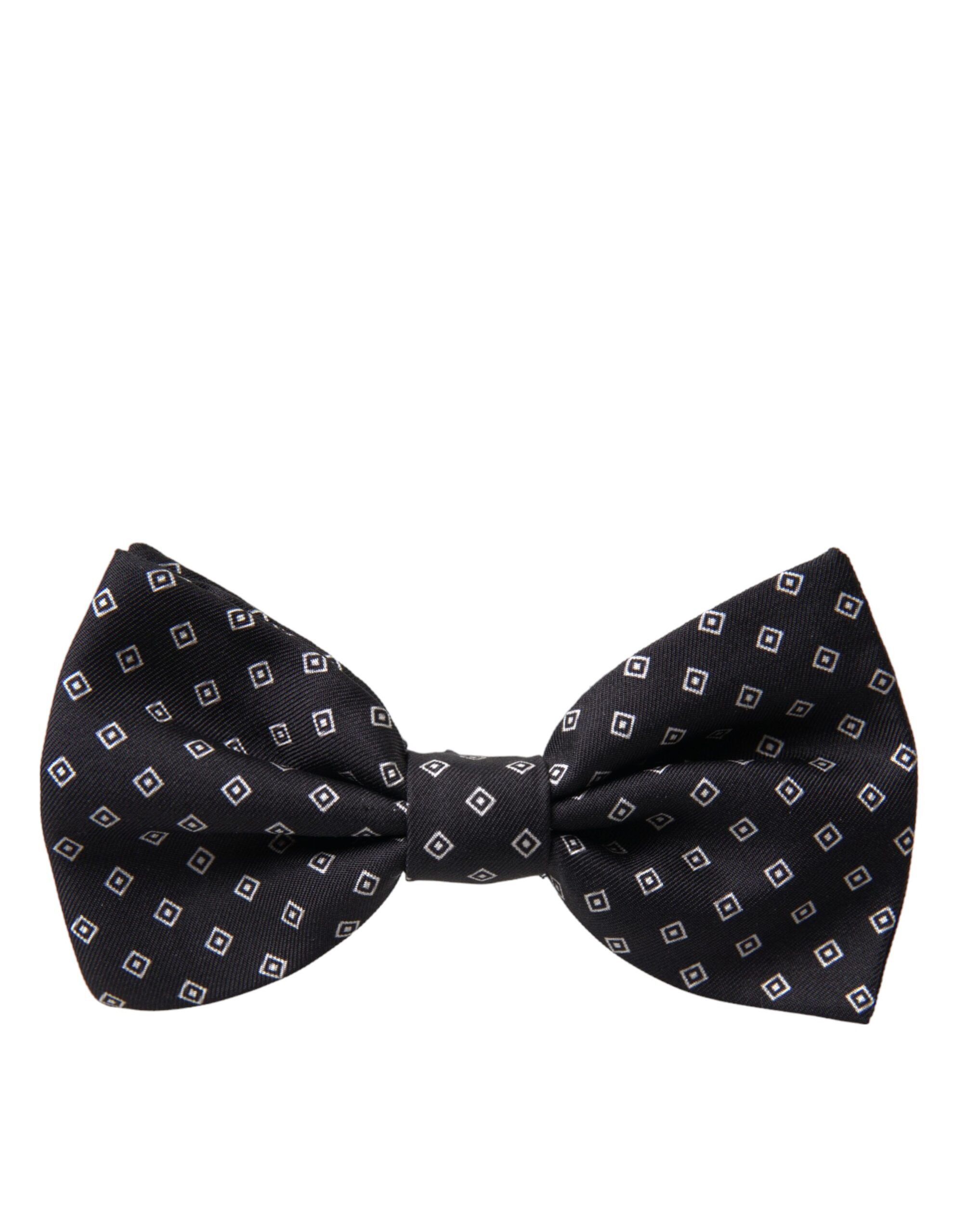Dolce & Gabbana Black Patterned Silk Adjustable Neck Men Bow Men's Tie Size ONE SIZE - 4 Thumbnail