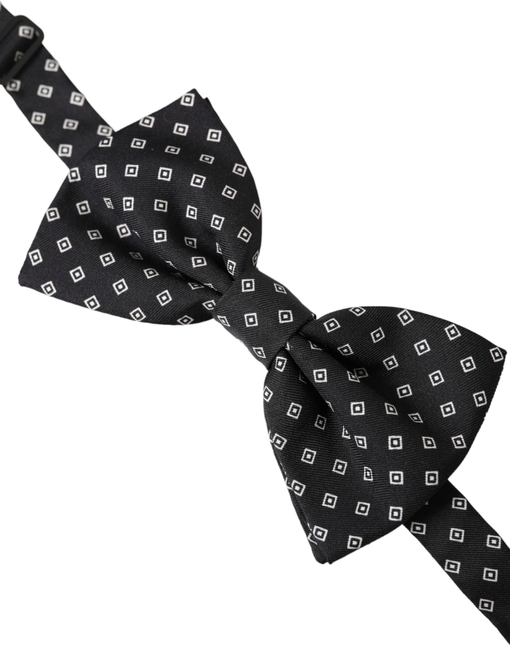 Dolce & Gabbana Black Patterned Silk Adjustable Neck Men Bow Men's Tie Size ONE SIZE - 2 Thumbnail