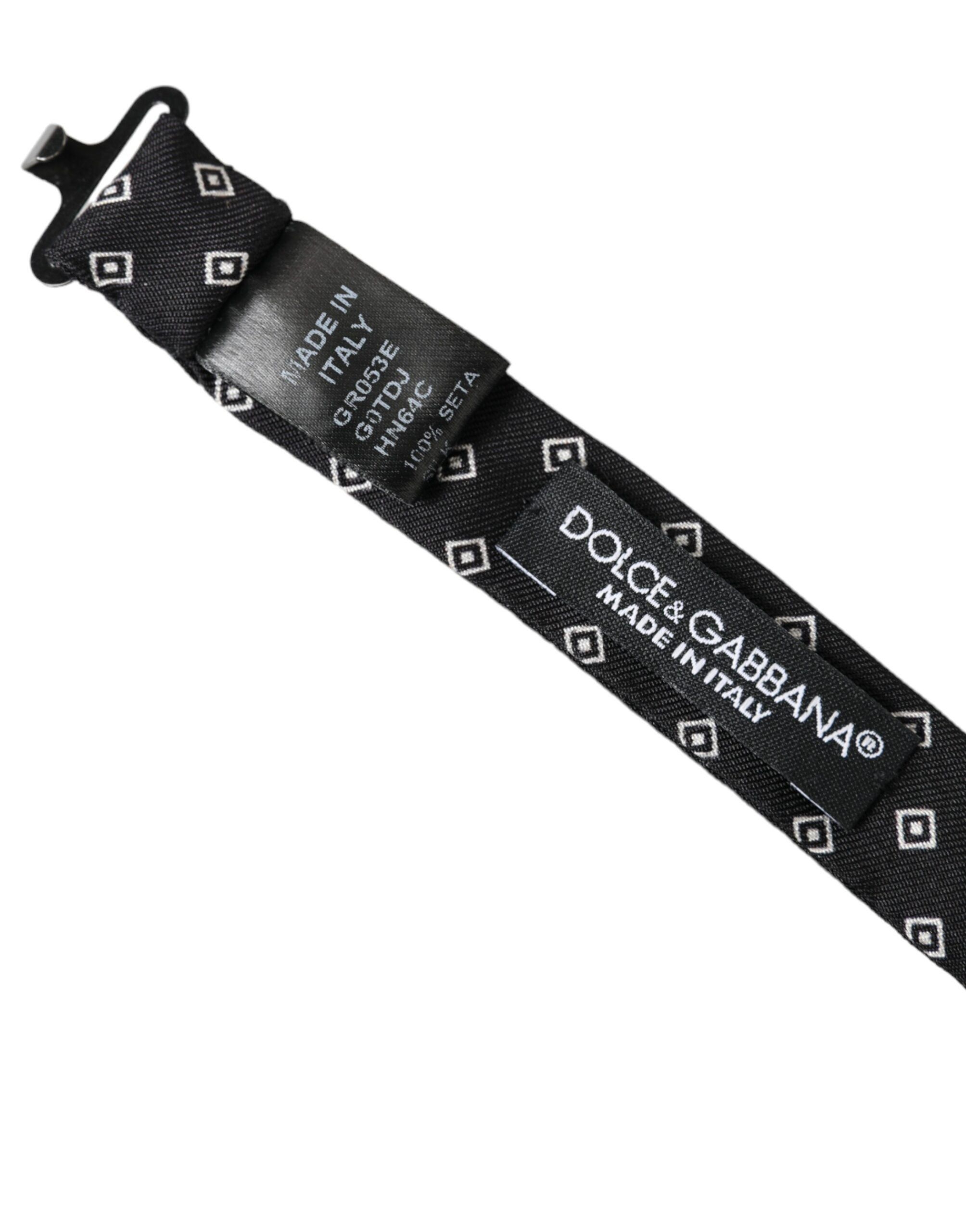 Dolce & Gabbana Black Patterned Silk Adjustable Neck Men Bow Men's Tie Size ONE SIZE - 3 Thumbnail