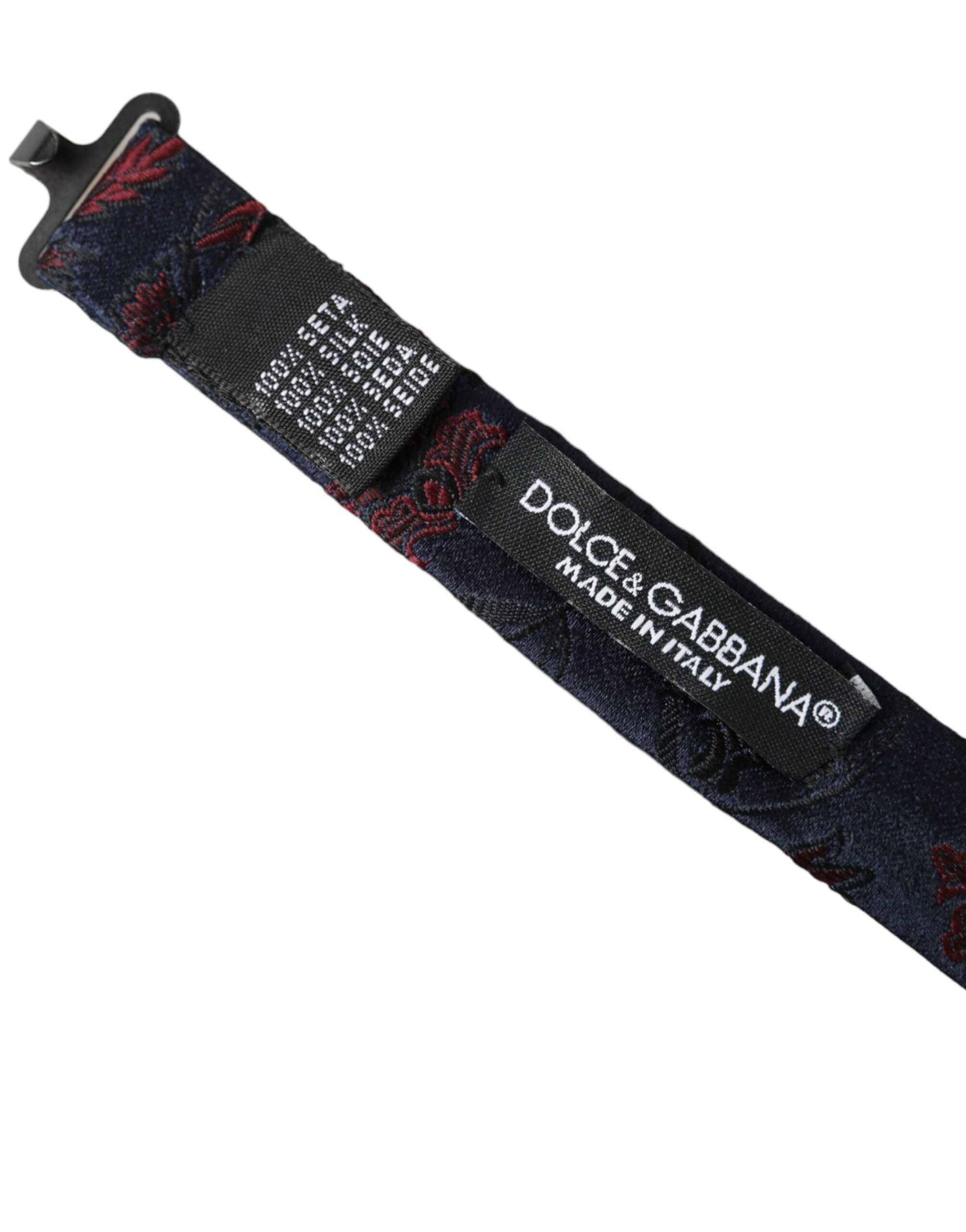 Dolce & Gabbana Blue Floral Brocade Adjustable Neck Men Bow Men's Tie Size ONE SIZE - 3 Thumbnail