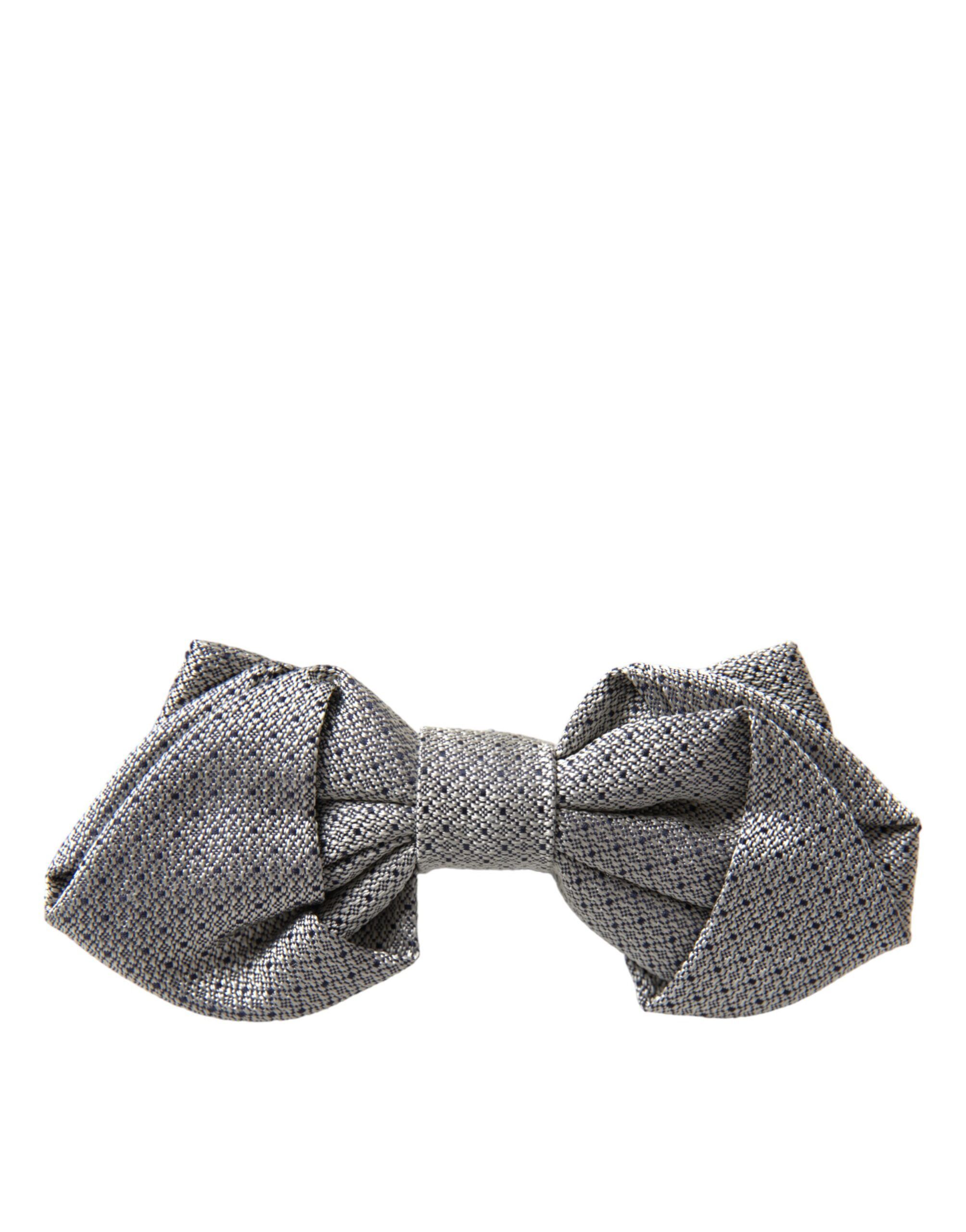 Dolce & Gabbana Gray Silk Adjustable Neck Men Bow Men's Tie Size ONE SIZE - 4 Thumbnail
