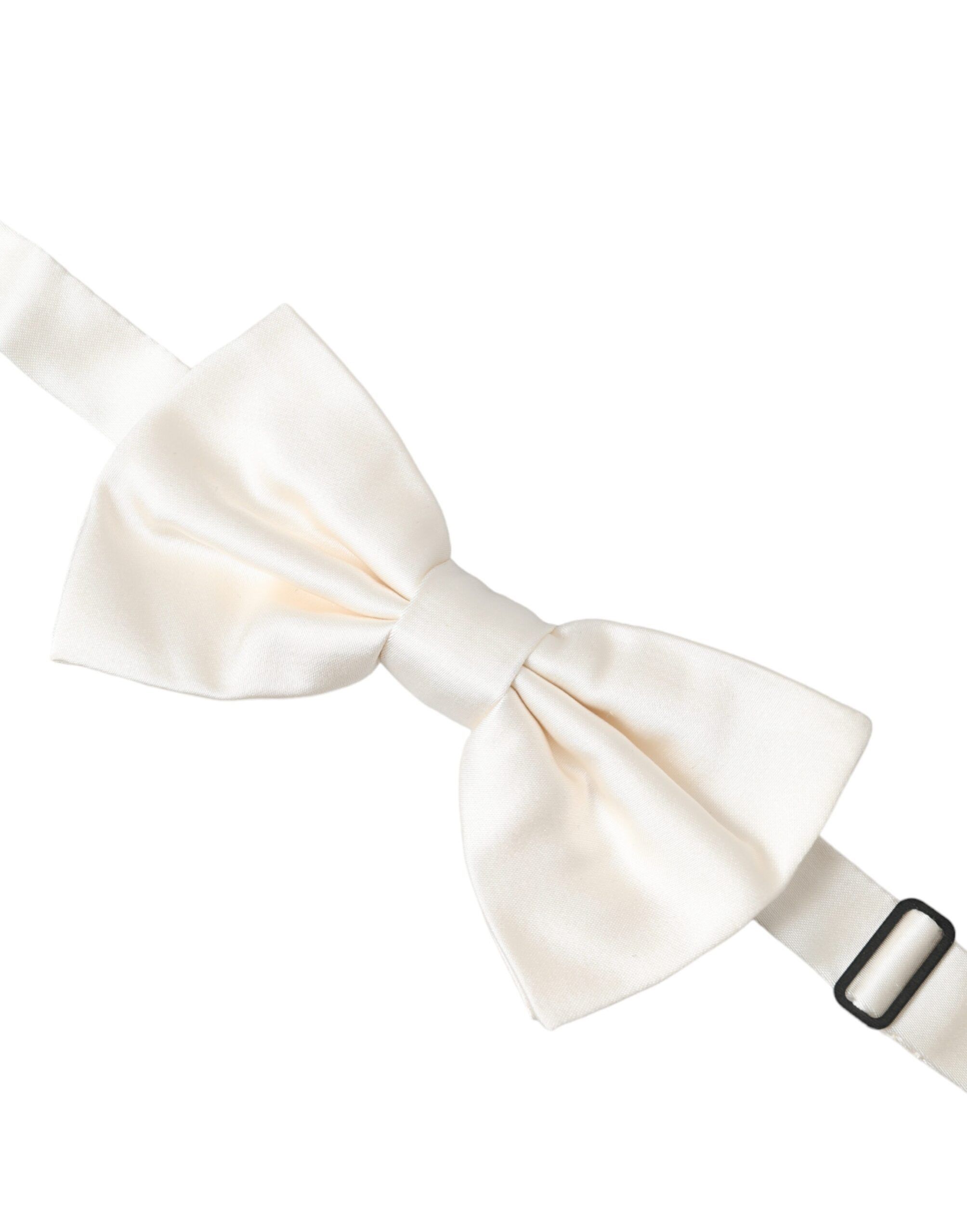 Dolce & Gabbana Off White Silk Adjustable Neck Men Bow Men's Tie Size ONE SIZE - 2 Thumbnail