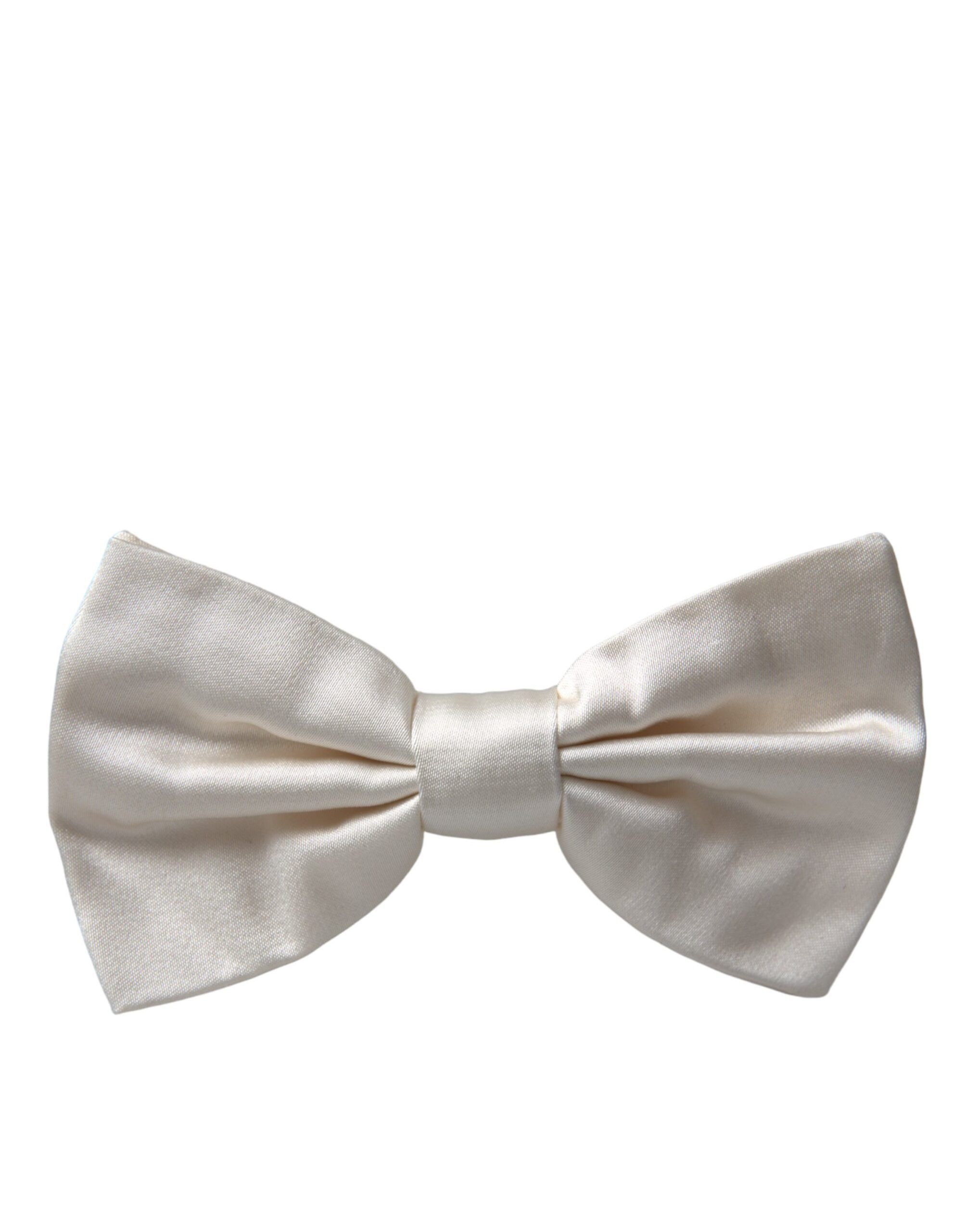 Dolce & Gabbana Off White Silk Adjustable Neck Men Bow Men's Tie Size ONE SIZE - 5 Thumbnail
