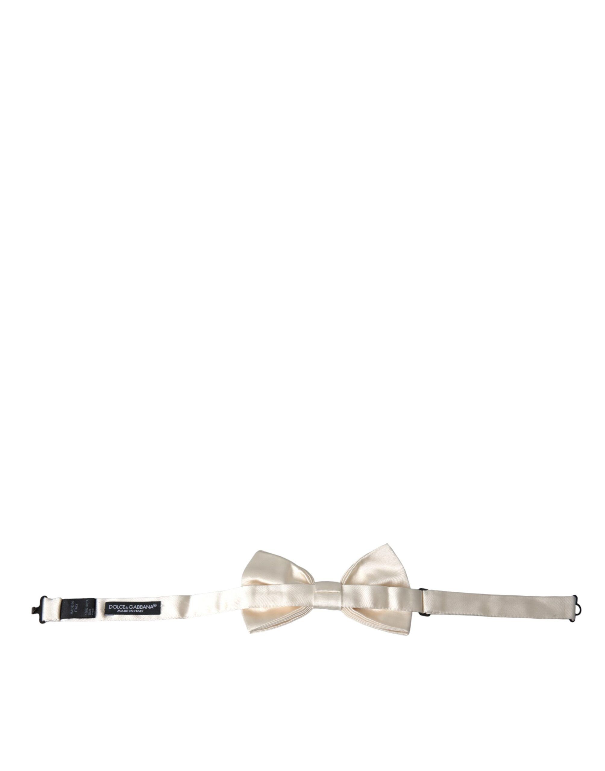 Dolce & Gabbana Off White Silk Adjustable Neck Men Bow Men's Tie Size ONE SIZE - 3 Thumbnail