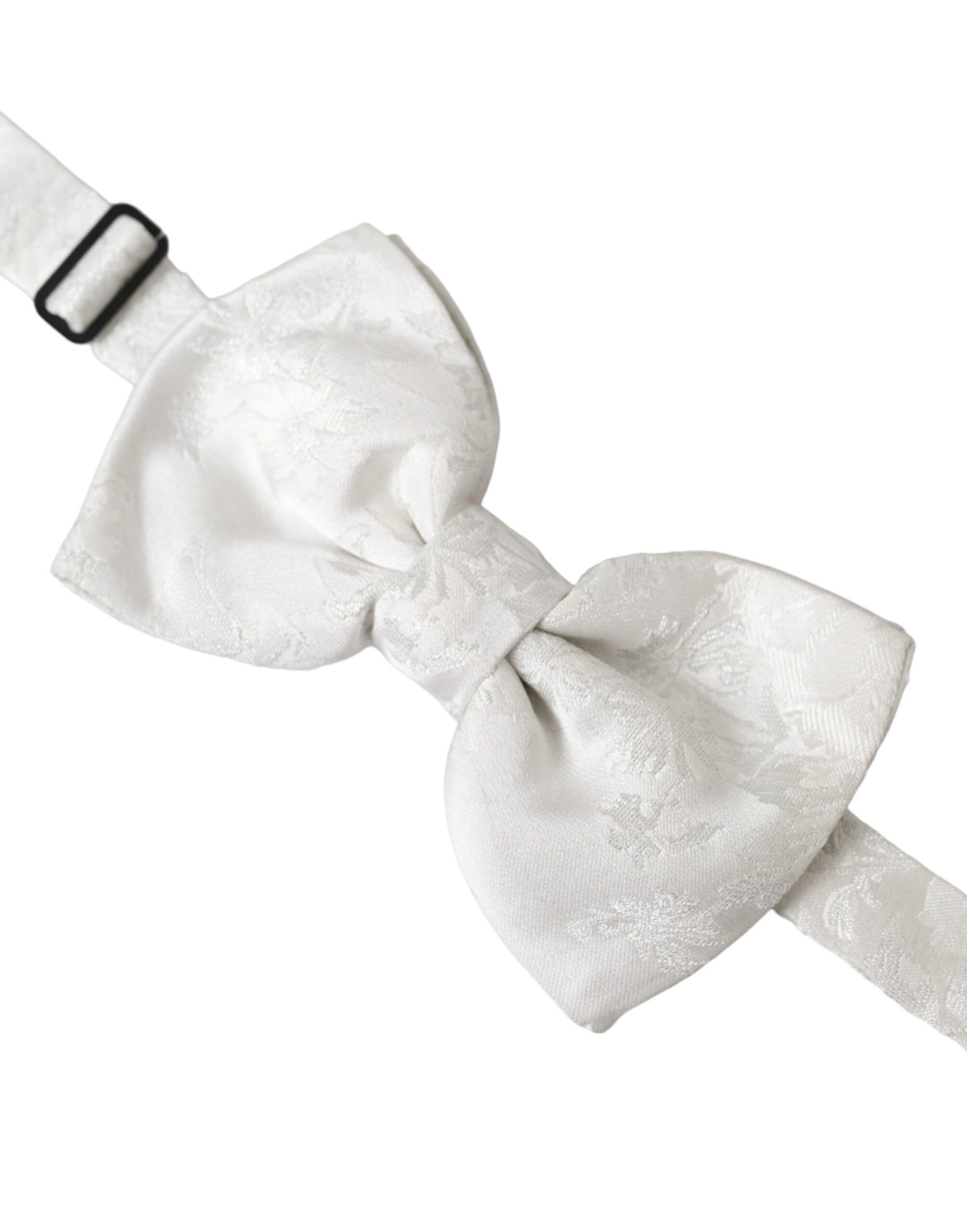 Dolce & Gabbana White Floral Silk Adjustable Men Neck Bow Men's Tie Size ONE SIZE - 2 Thumbnail