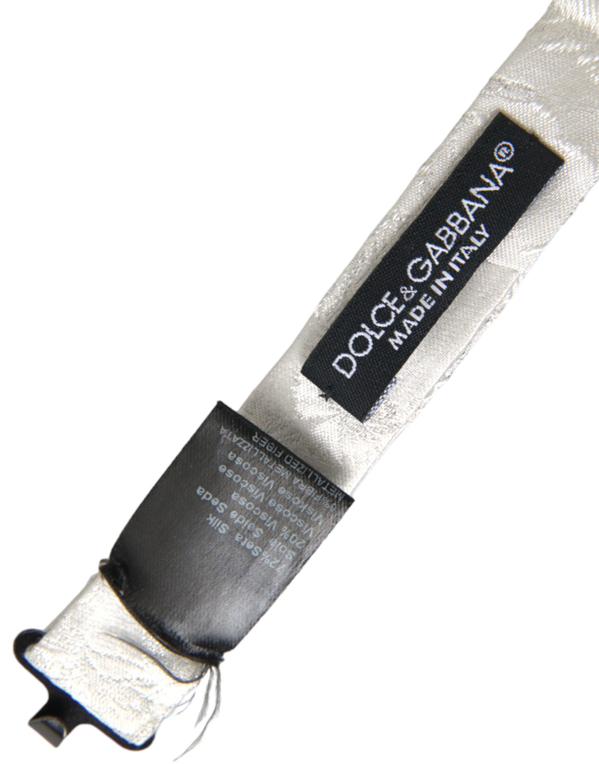 Dolce & Gabbana White Floral Silk Adjustable Men Neck Bow Men's Tie Size ONE SIZE - 3 Thumbnail