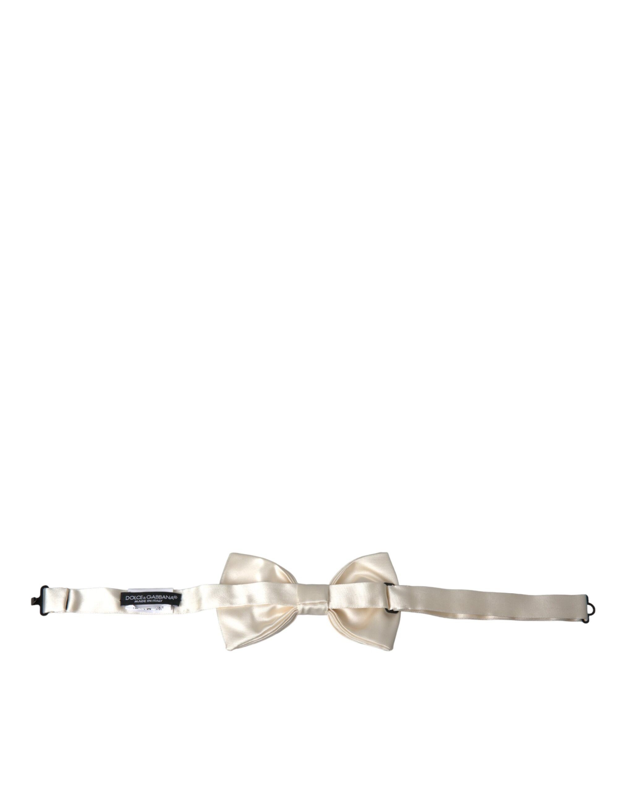 Dolce & Gabbana Off White Silk Adjustable Neck Men Bow Men's Tie Size ONE SIZE - 3 Thumbnail