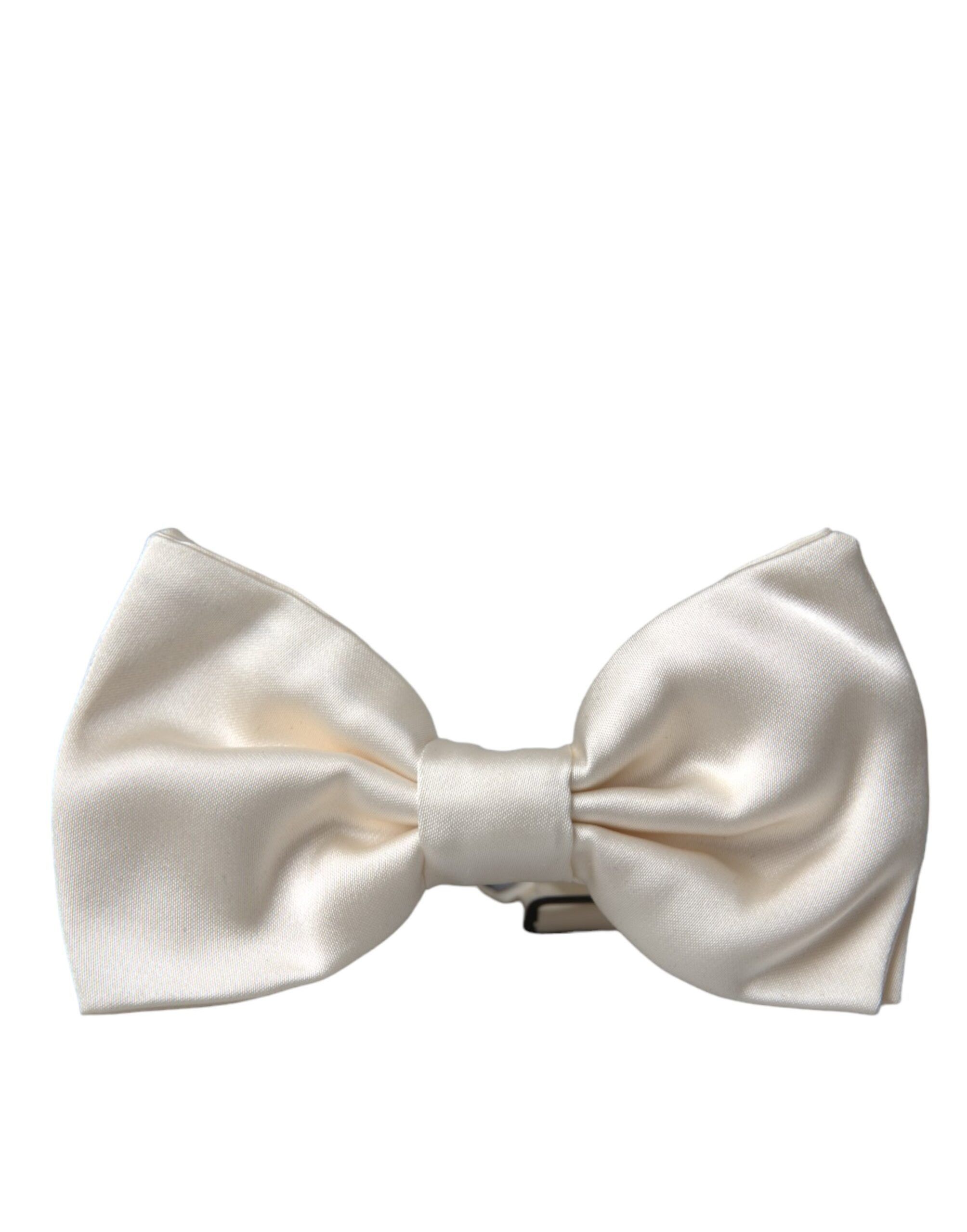 Dolce & Gabbana Off White Silk Adjustable Neck Men Bow Men's Tie Size ONE SIZE - 4 Thumbnail