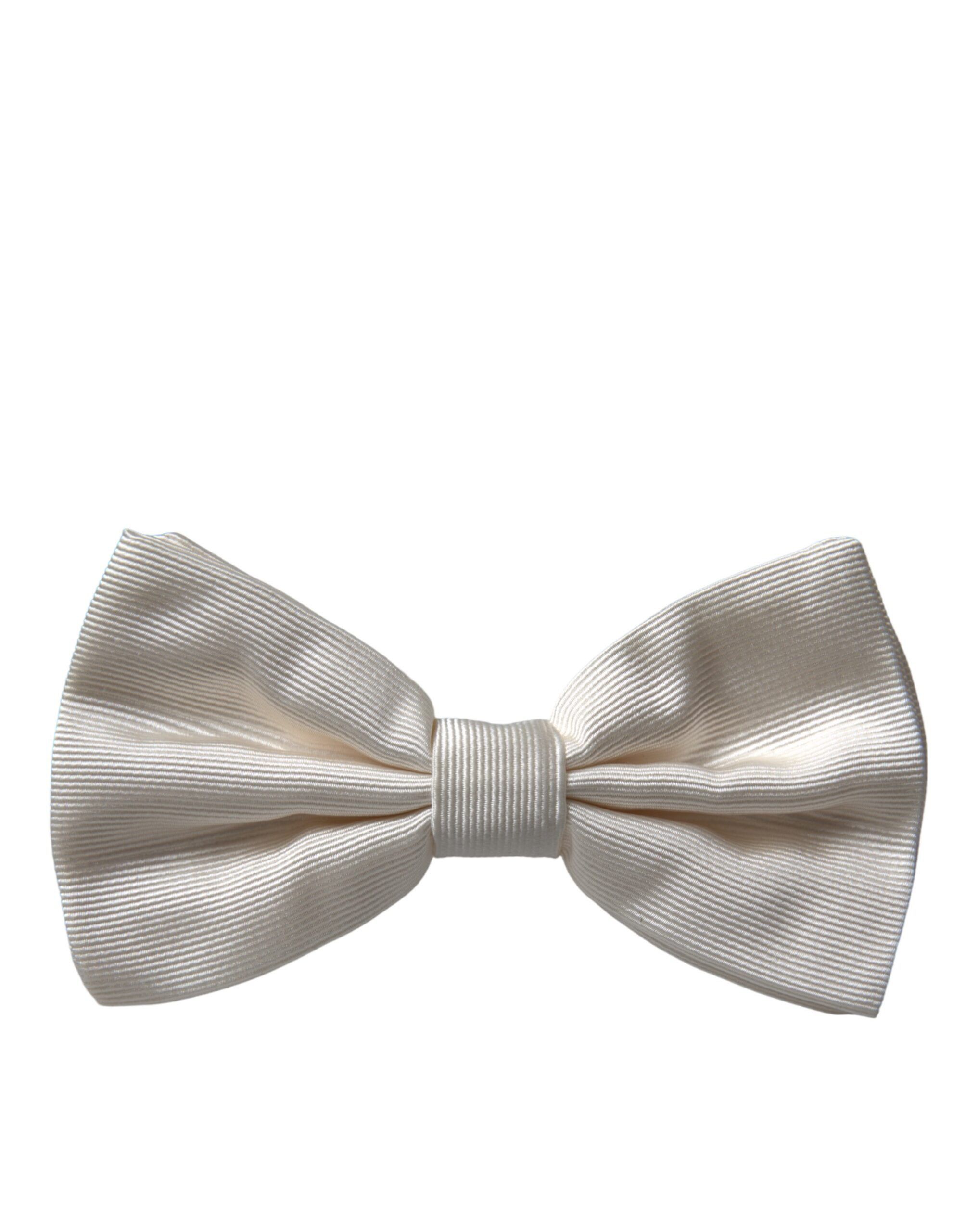 Dolce & Gabbana Off White Silk Adjustable Neck Men Bow Men's Tie Size ONE SIZE - 3 Thumbnail