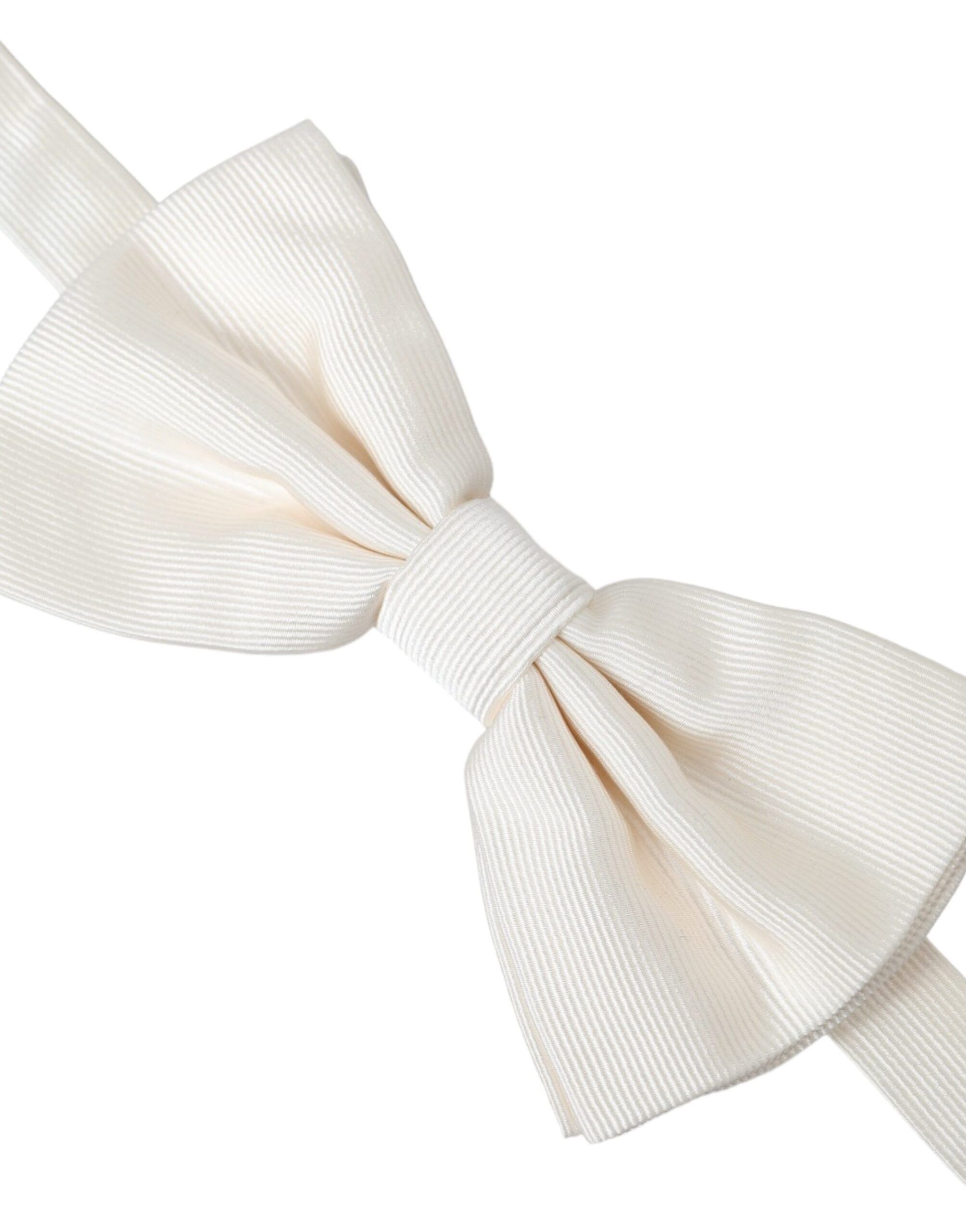 Dolce & Gabbana Off White Silk Adjustable Neck Men Bow Men's Tie Size ONE SIZE - 2 Thumbnail