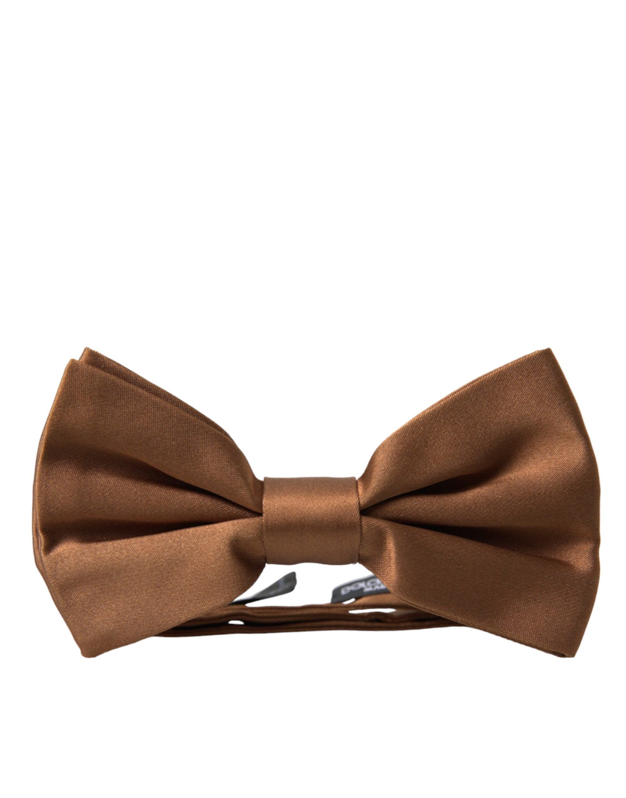 Dolce & Gabbana Brown Silk Adjustable Neck Men Bow Men's Tie Size ONE SIZE - 5 Thumbnail