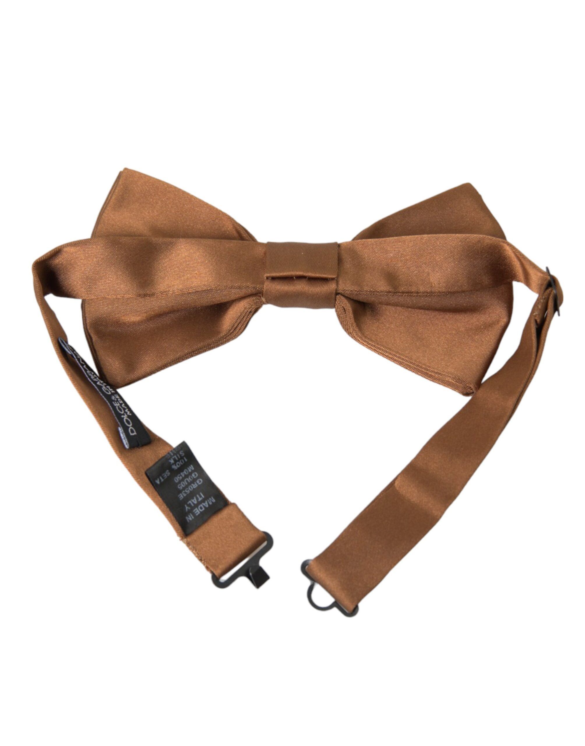 Dolce & Gabbana Brown Silk Adjustable Neck Men Bow Men's Tie Size ONE SIZE - 3 Thumbnail