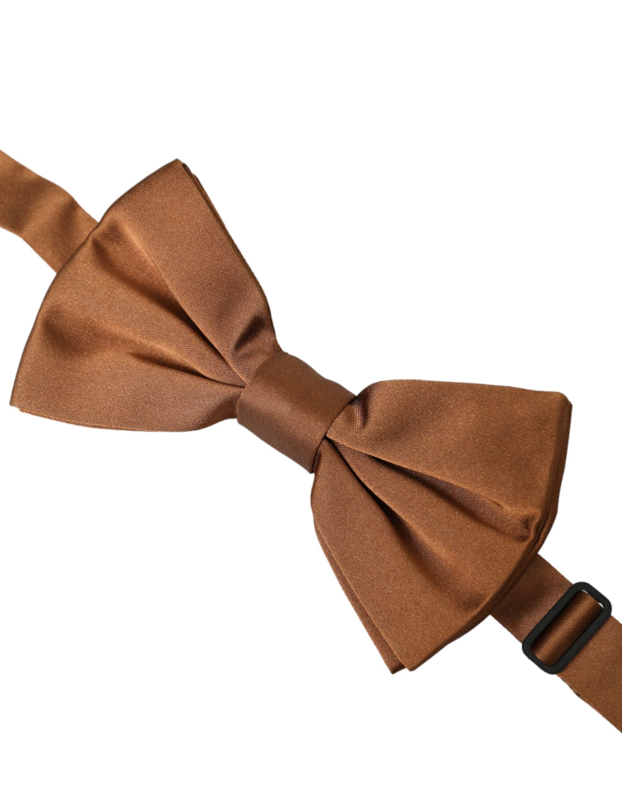 Dolce & Gabbana Brown Silk Adjustable Neck Men Bow Men's Tie Size ONE SIZE - 2 Thumbnail