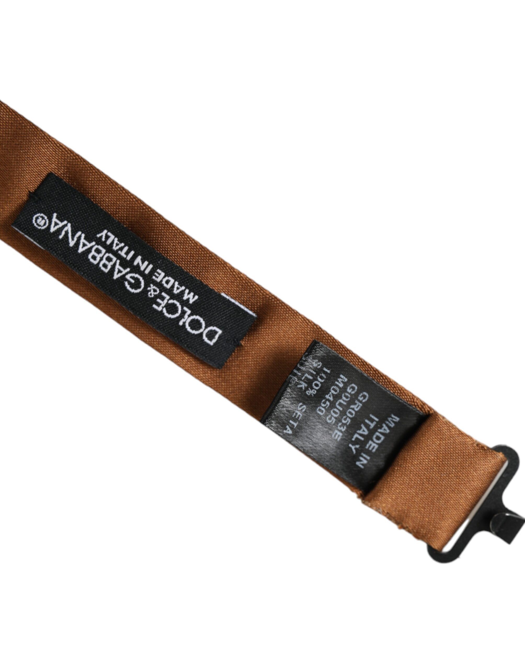 Dolce & Gabbana Brown Silk Adjustable Neck Men Bow Men's Tie Size ONE SIZE - 4 Thumbnail