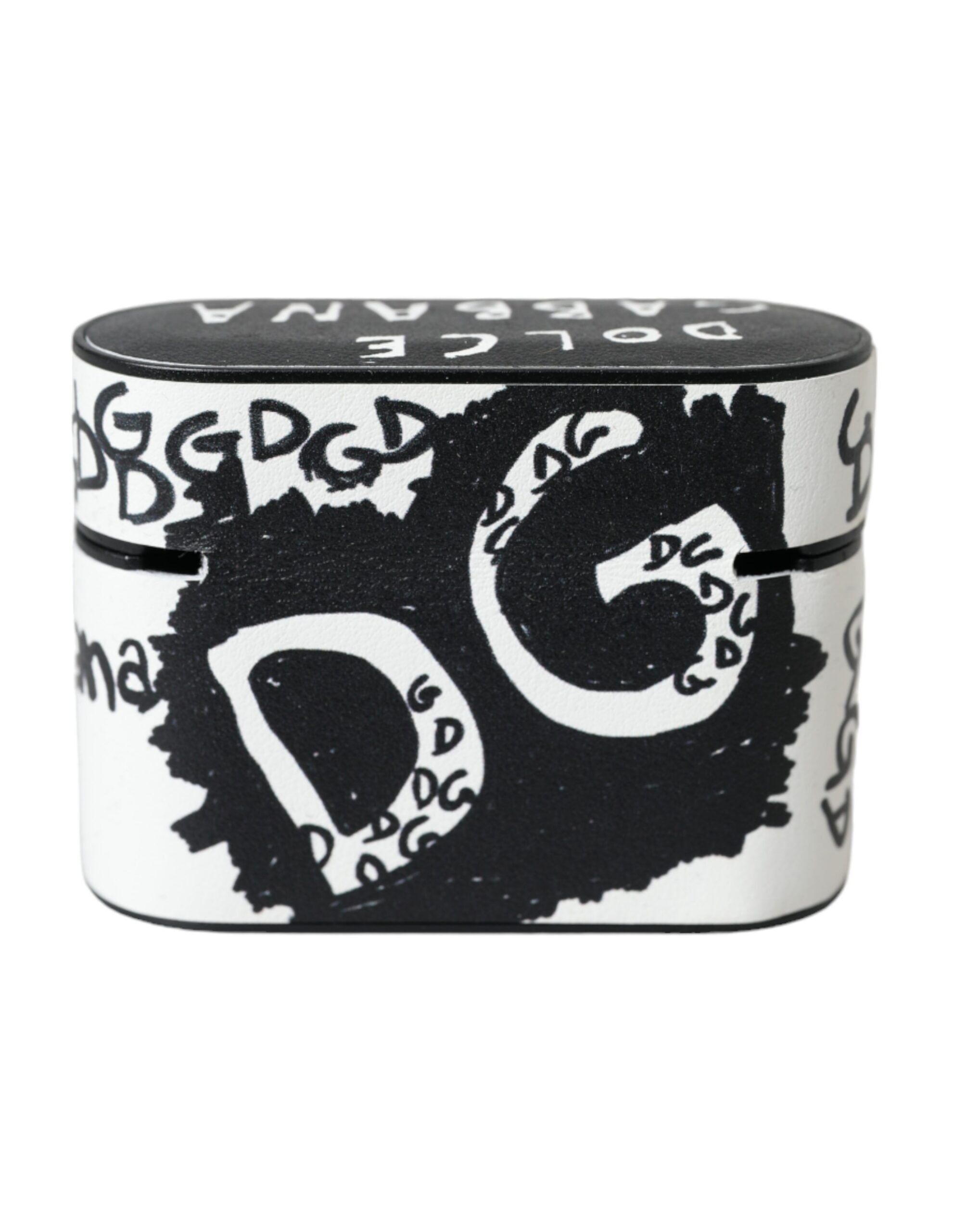 Dolce & Gabbana Black White Leather Scribble Embossed Logo Airpods Women's Size ONE SIZE - 3 Thumbnail