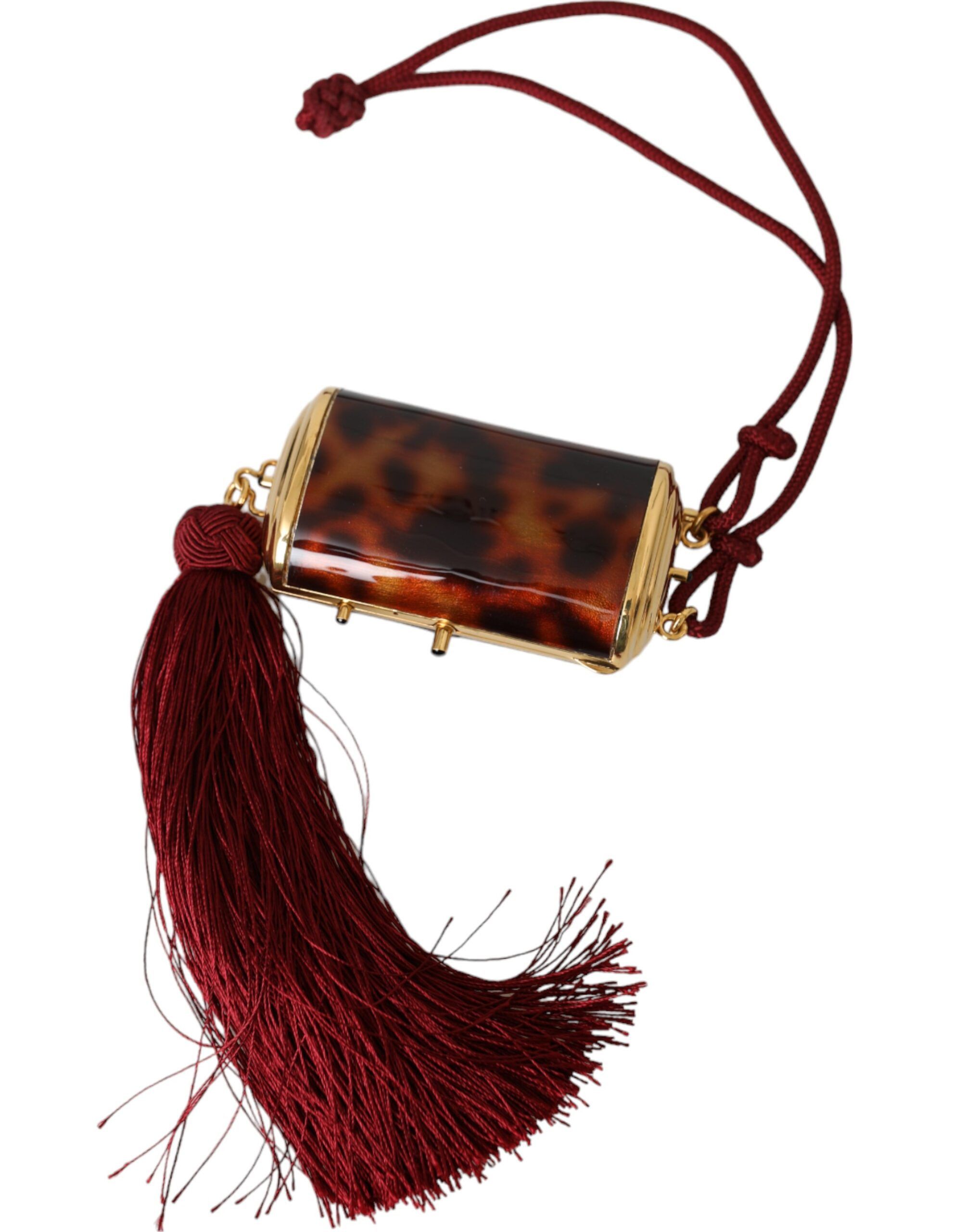 Brown Leopard Mini Mirror Tassel Make Up Holder Women's Bag