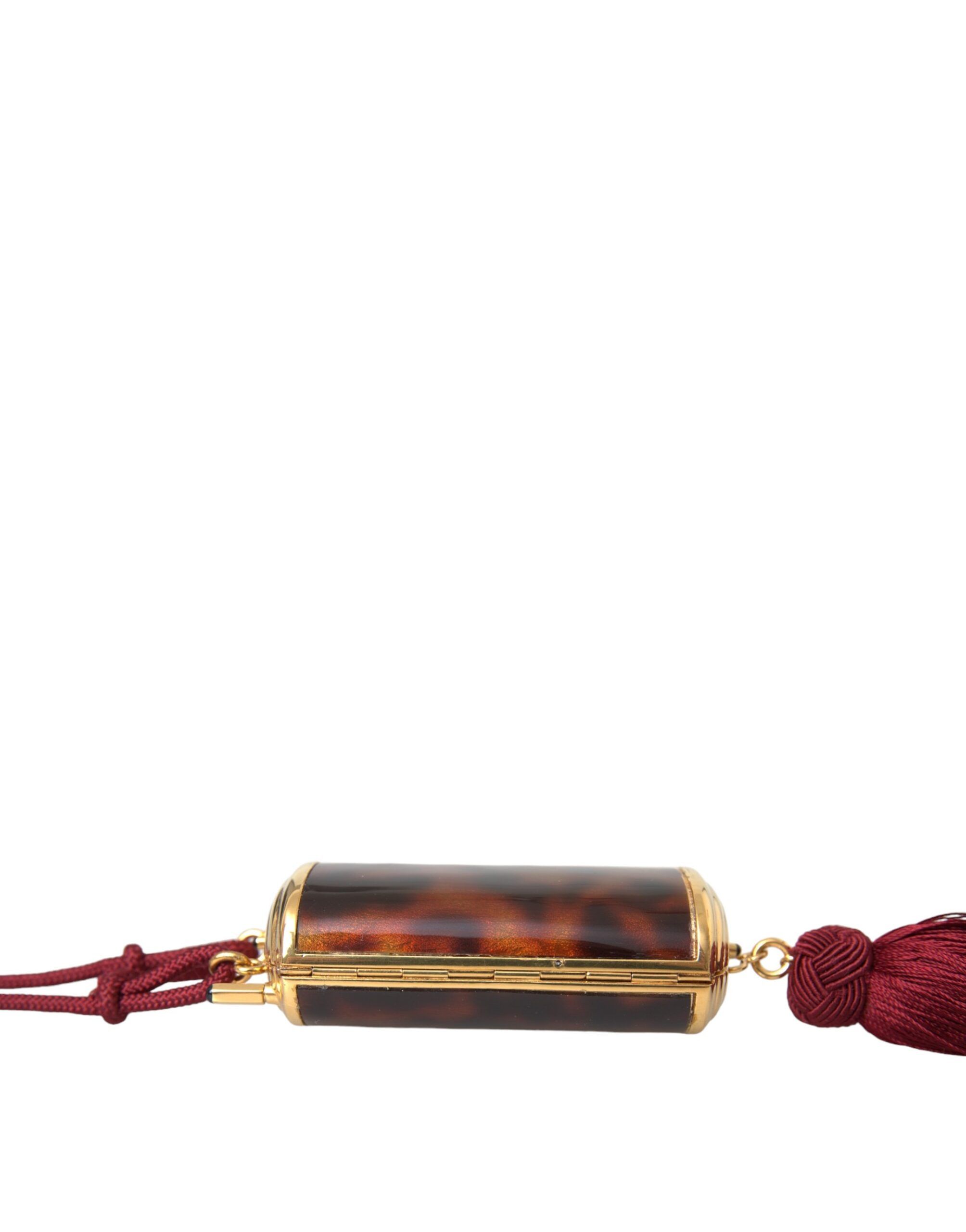 Brown Leopard Mini Mirror Tassel Make Up Holder Women's Bag