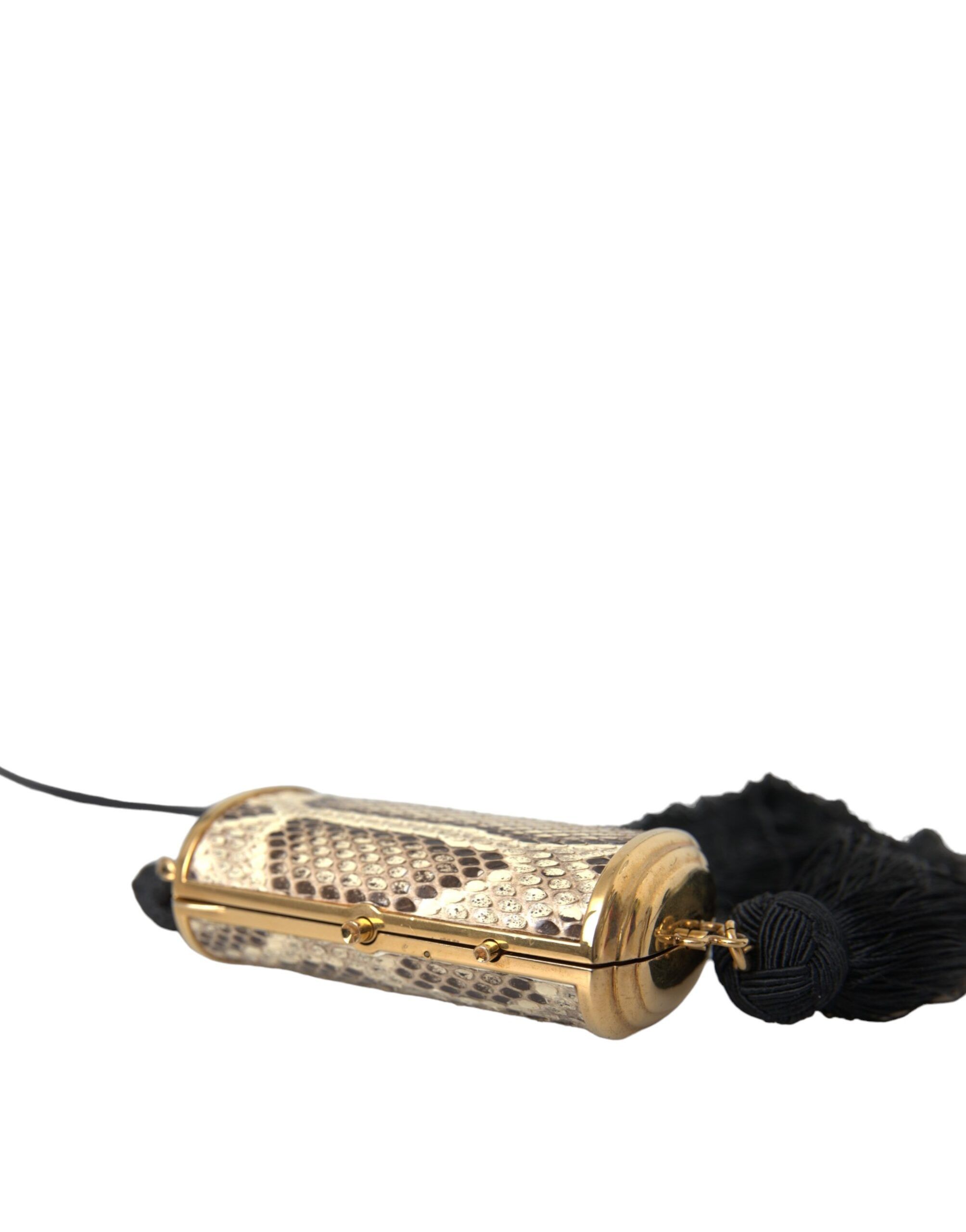 Dolce & Gabbana Beige Exotic Leather Mini Mirror Tassel Make Up Holder Size ONE SIZE - 5 Thumbnail