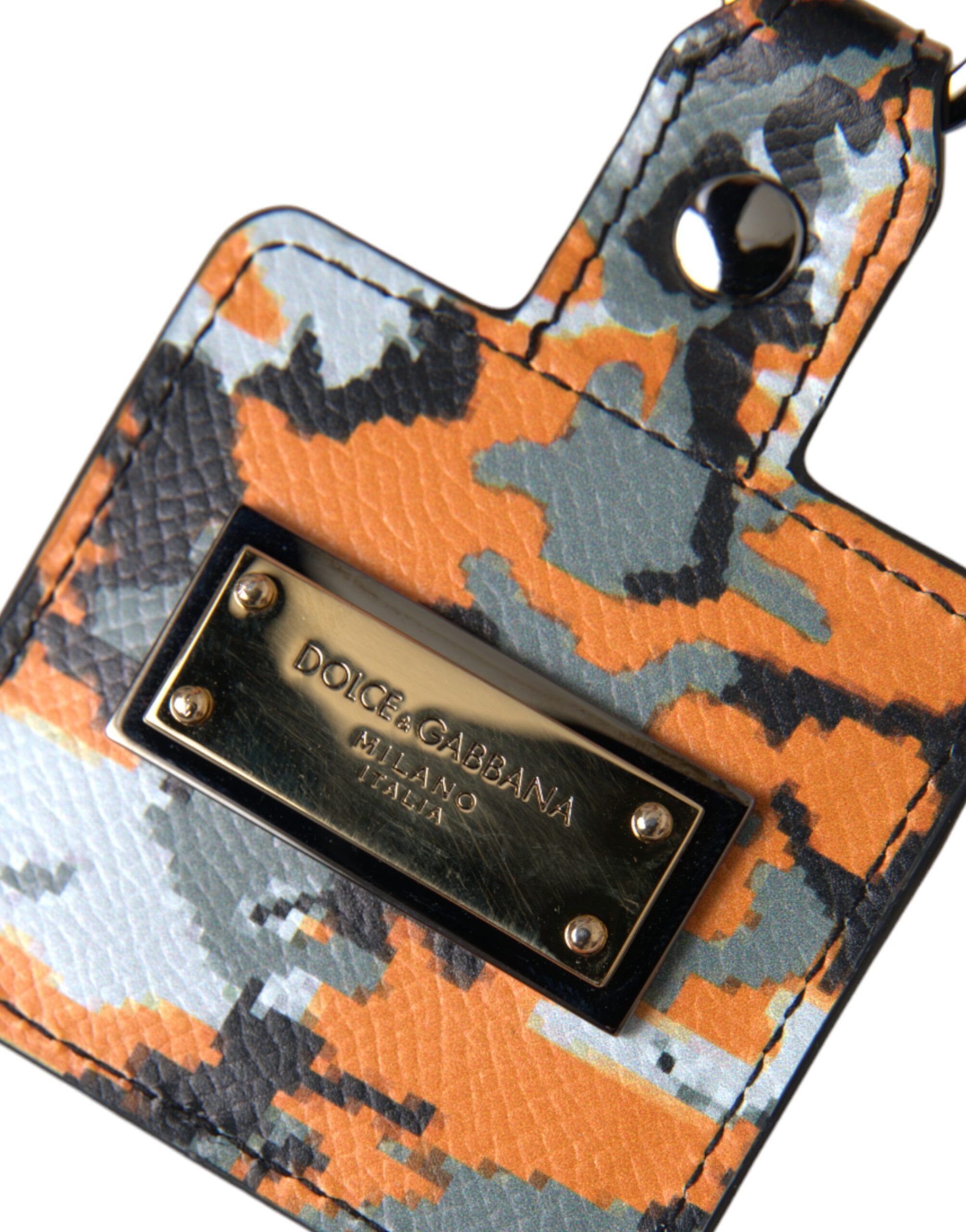 Dolce & Gabbana Multicolor Camouflage Print Leather Logo Metal Airpods Size ONE SIZE - 4 Thumbnail