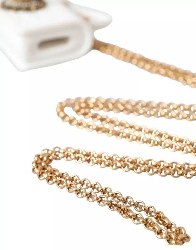 Dolce & Gabbana White Silicone Devotion Heart Bag Gold Chain Hand Airpods Size ONE SIZE - 5 Thumbnail