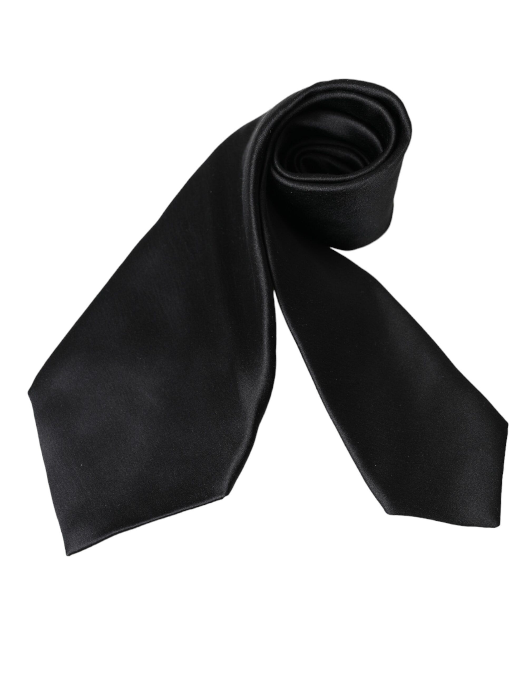 Dolce & Gabbana Black Solid Silk Adjustable Tie Men's Men Size ONE SIZE - 2 Thumbnail