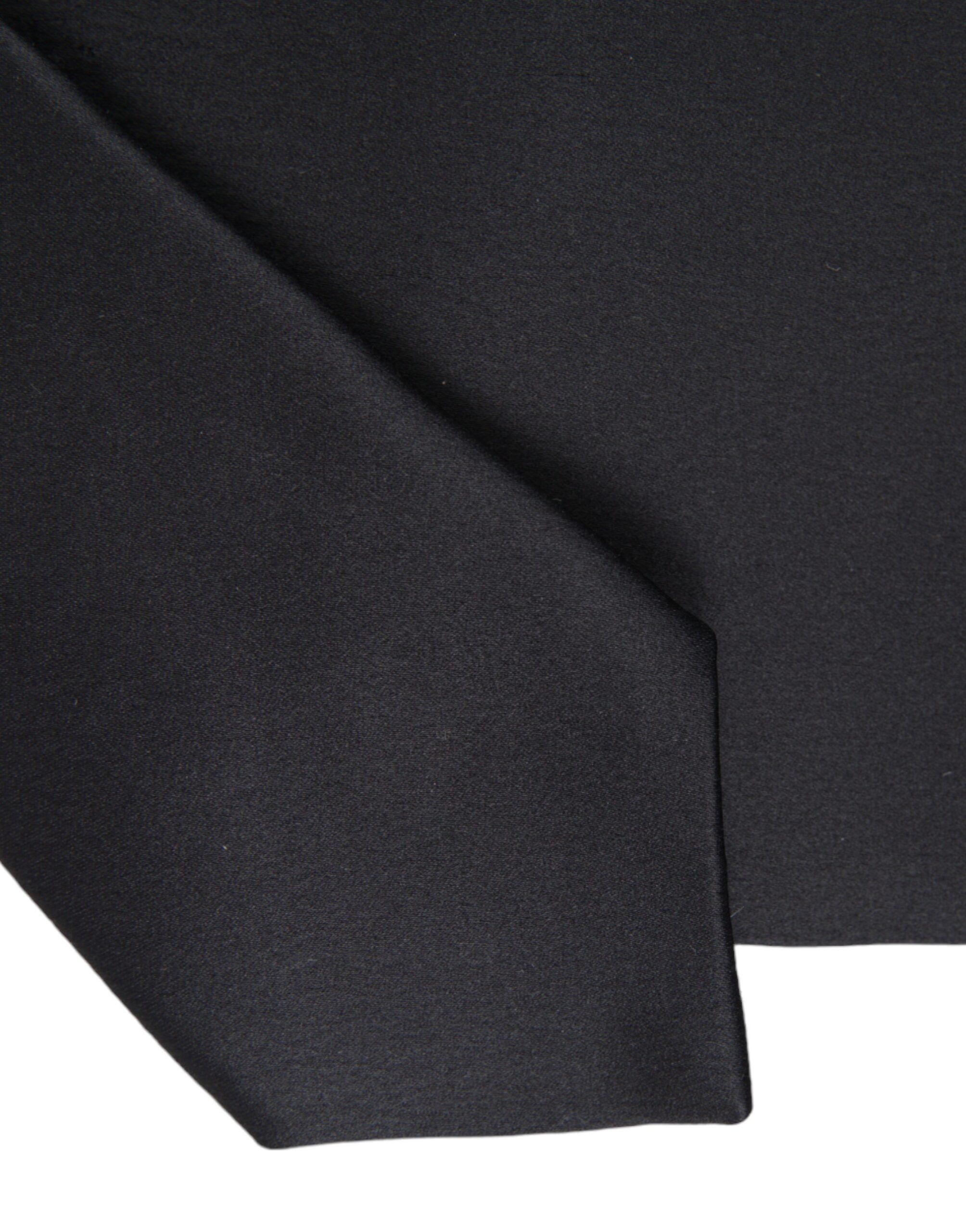 Dolce & Gabbana Black Solid Silk Adjustable Tie Men's Men Size ONE SIZE - 3 Thumbnail