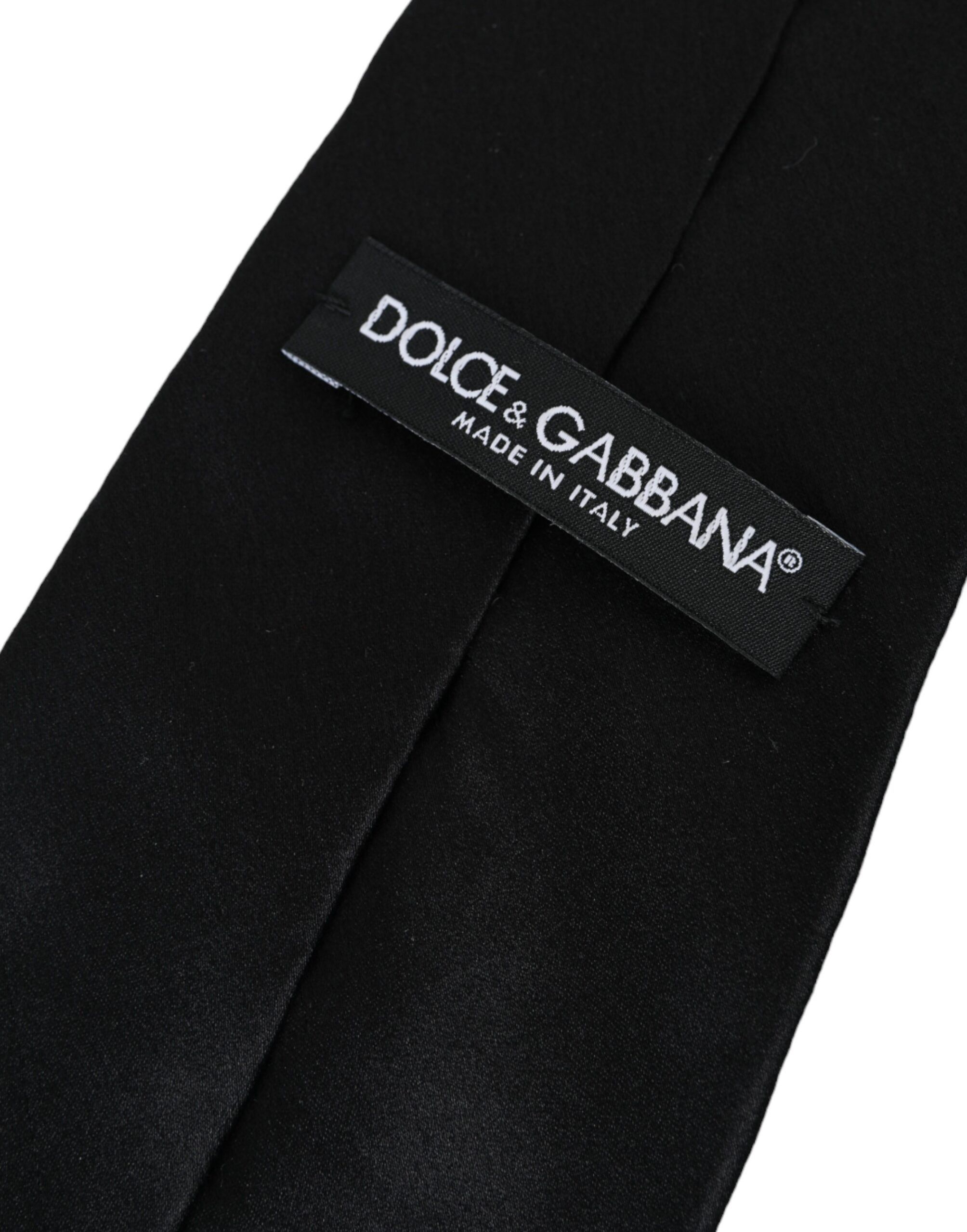 Dolce & Gabbana Black Solid Silk Adjustable Tie Men's Men Size ONE SIZE - 5 Thumbnail