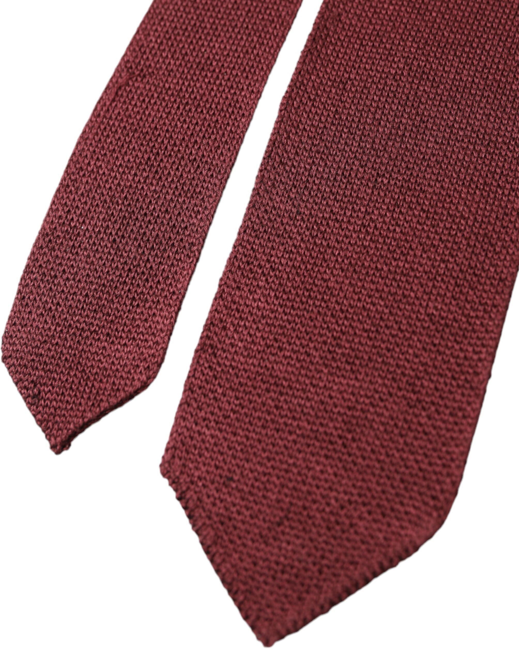 Dolce & Gabbana Bordeaux 100% Silk Patterned Classic Men Men's Tie Size ONE SIZE - 4 Thumbnail