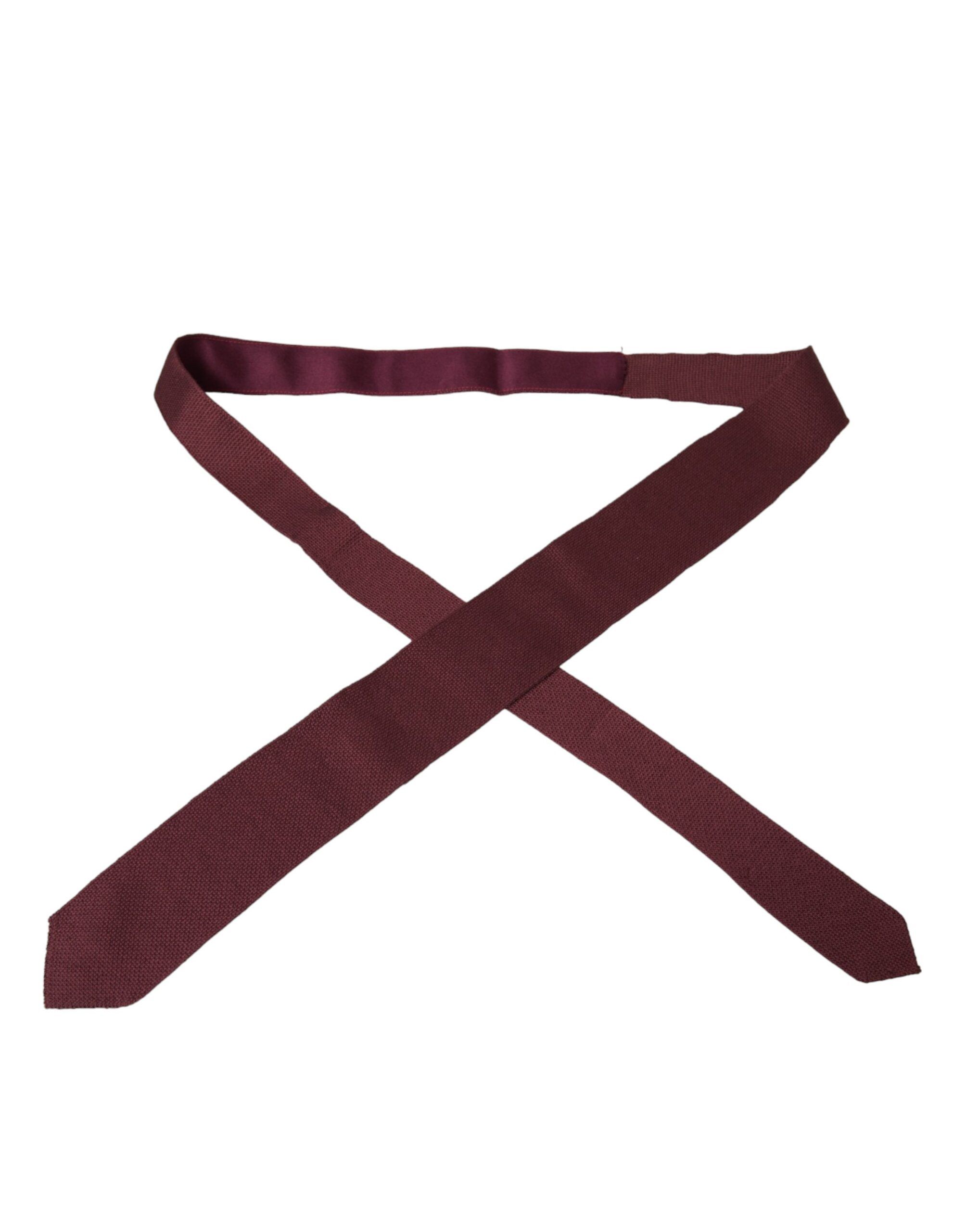 Dolce & Gabbana Bordeaux 100% Silk Patterned Classic Men Men's Tie Size ONE SIZE - 3 Thumbnail