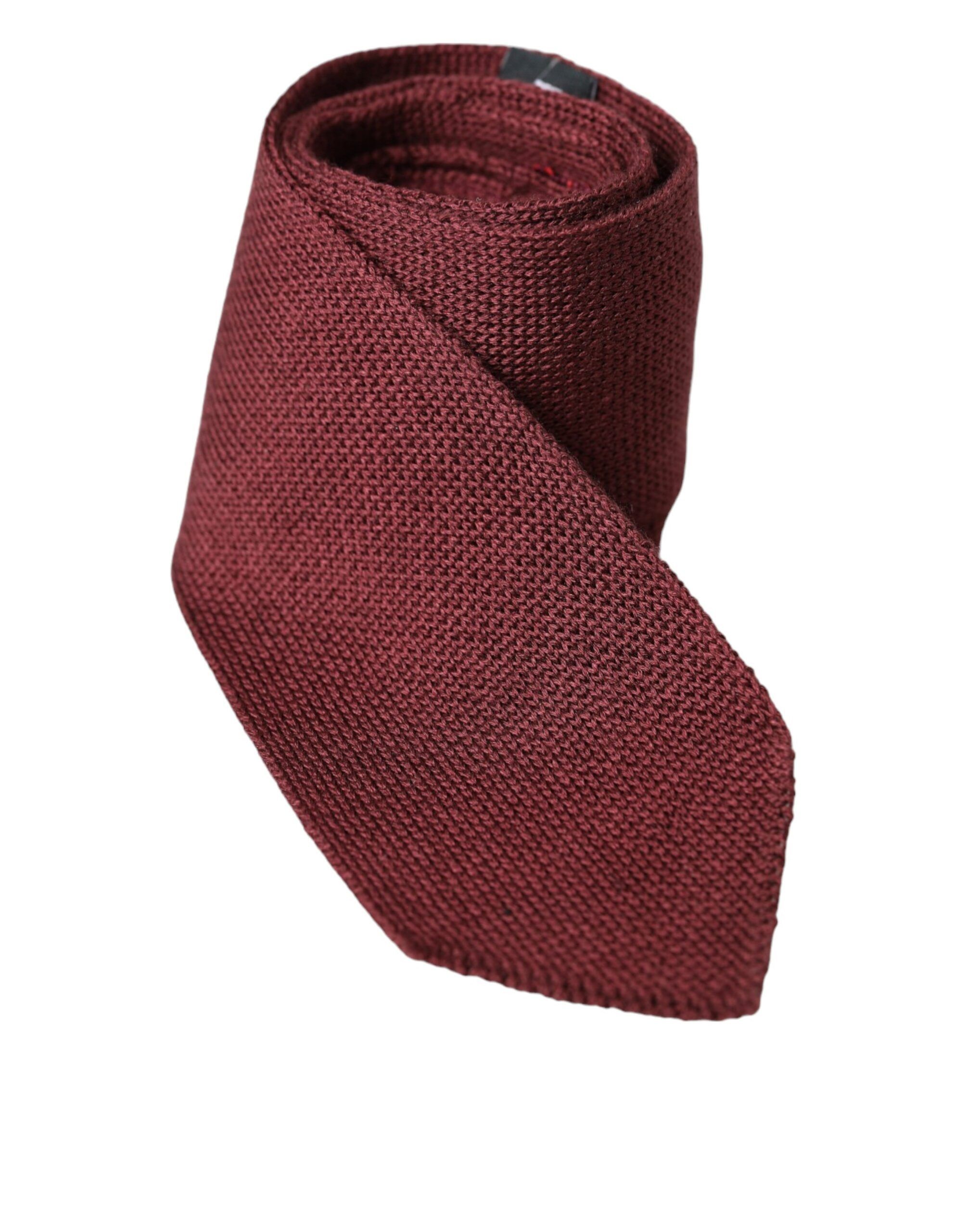 Dolce & Gabbana Bordeaux 100% Silk Patterned Classic Men Men's Tie Size ONE SIZE - 2 Thumbnail