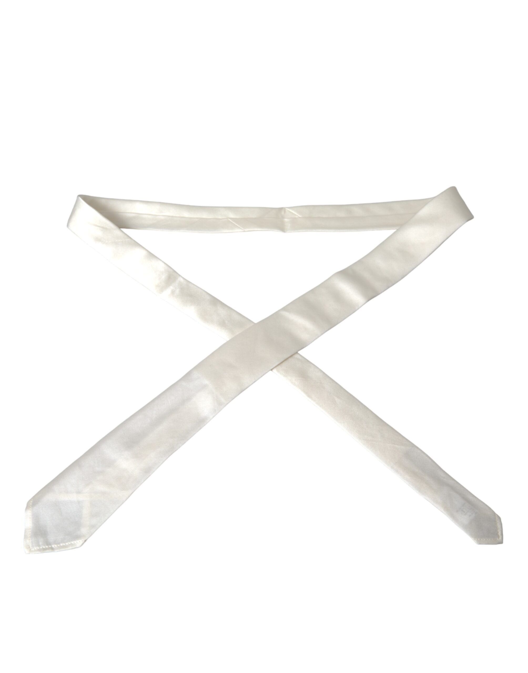 Dolce & Gabbana White Silk Blend Adjustable Tie Men's Men Size ONE SIZE - 3 Thumbnail