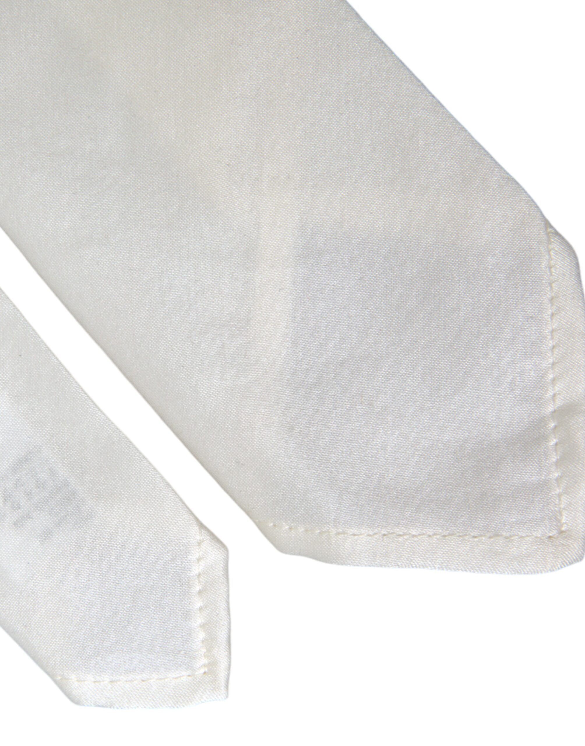 Dolce & Gabbana White Silk Blend Adjustable Tie Men's Men Size ONE SIZE - 4 Thumbnail