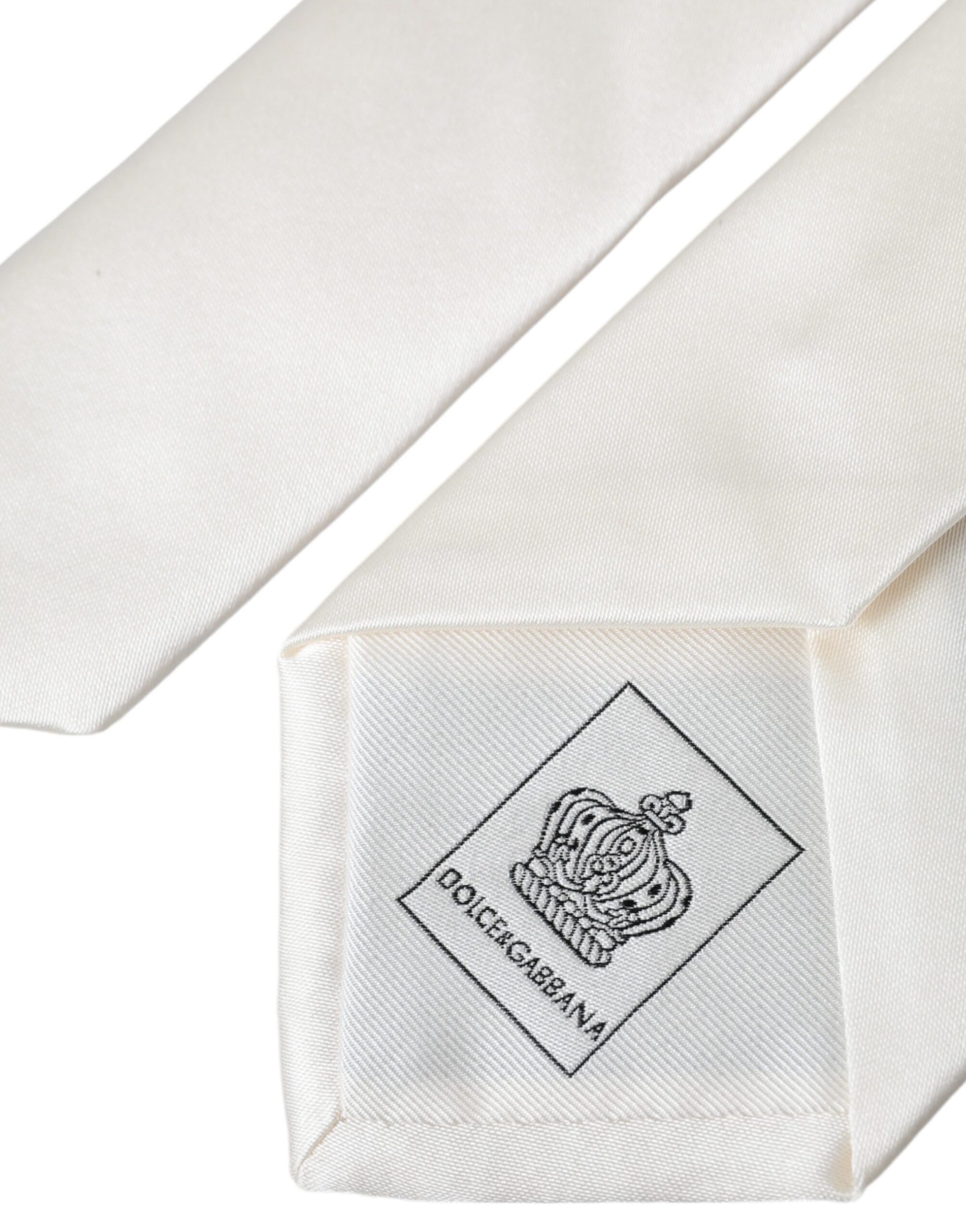 Dolce & Gabbana White Solid 100% Silk Adjustable Men's Tie Size ONE SIZE - 5 Thumbnail