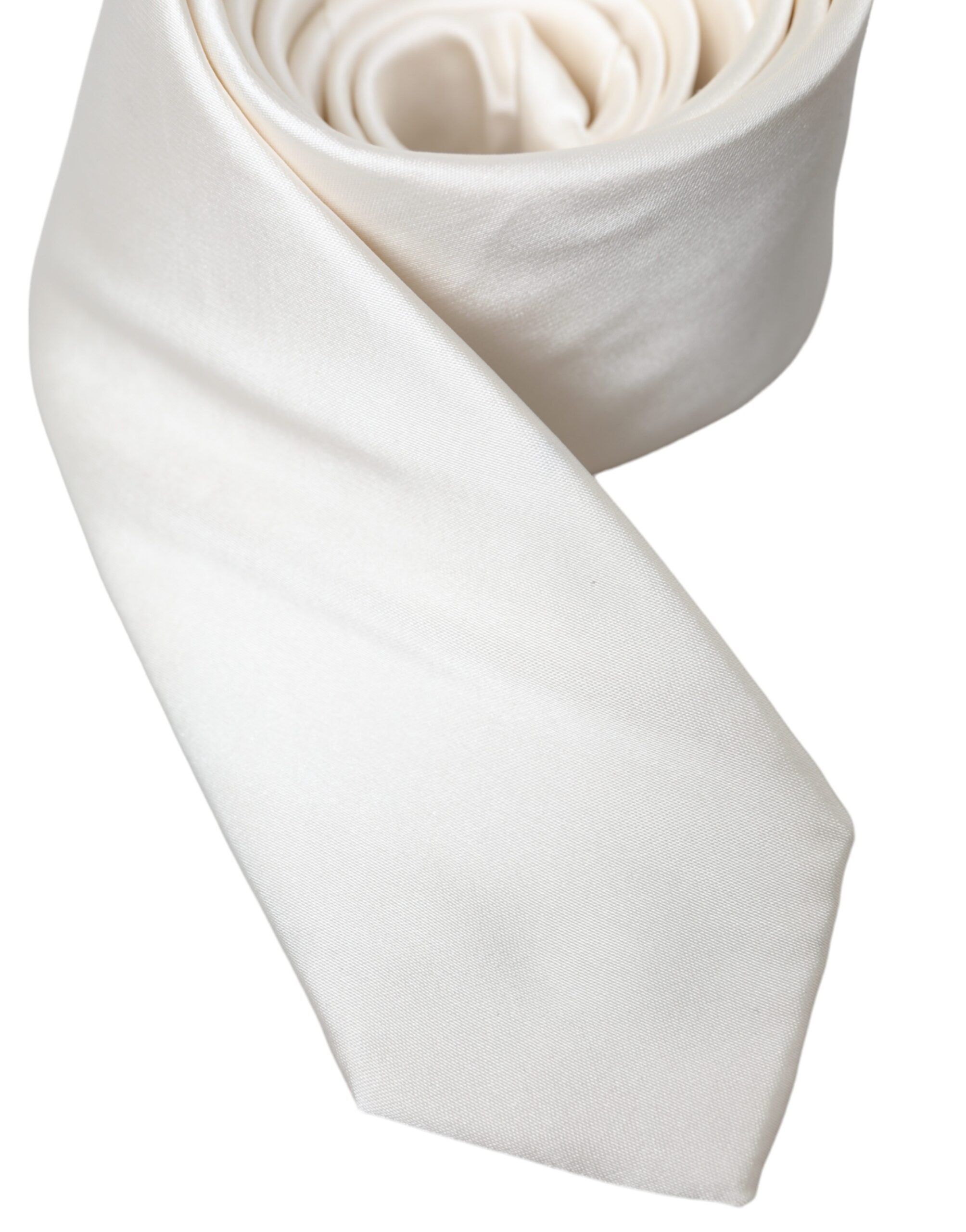 Dolce & Gabbana White Solid 100% Silk Adjustable Men's Tie Size ONE SIZE - 2 Thumbnail