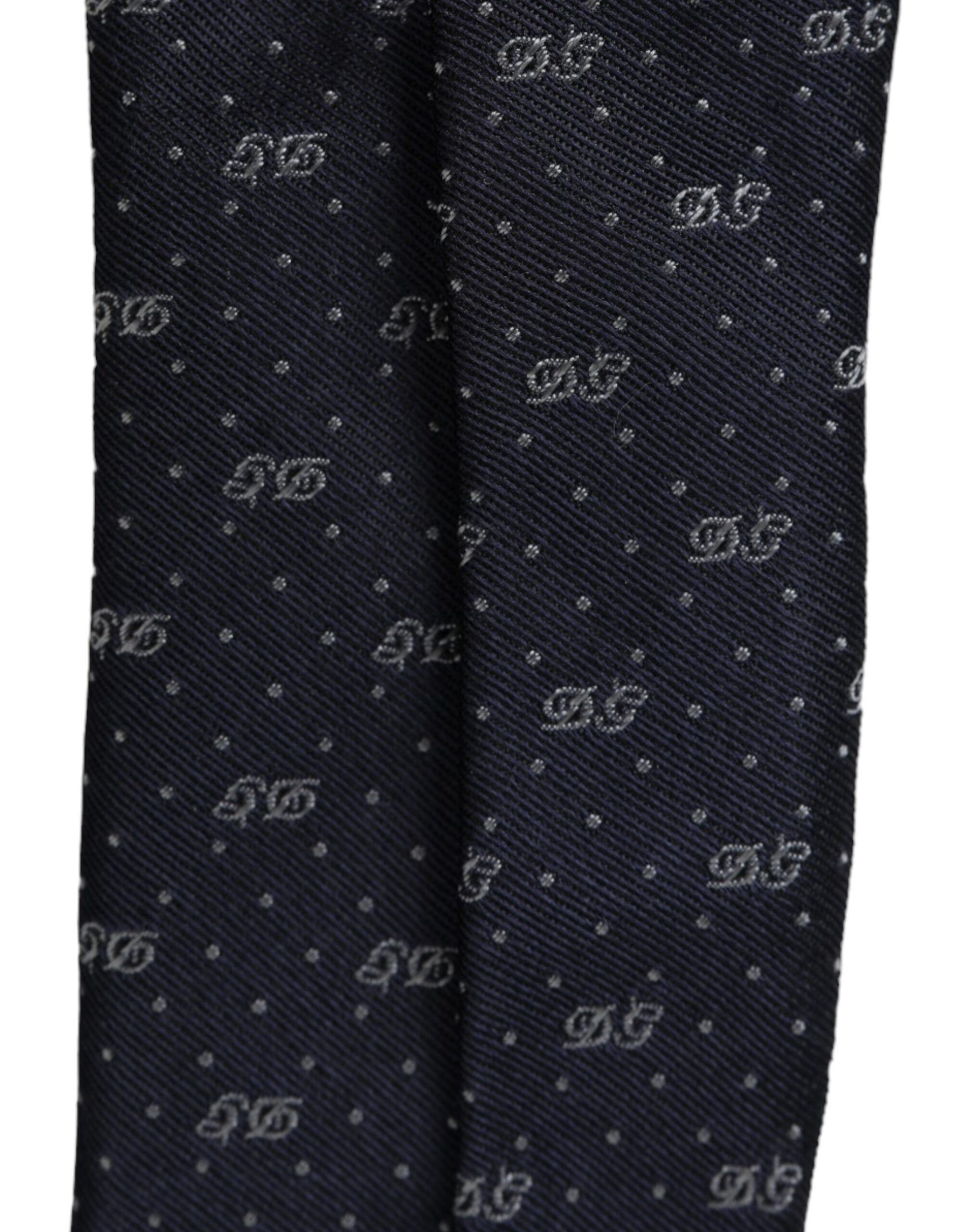 Dolce & Gabbana Blue DG Logo 100% Silk Adjustable Men's Tie Size ONE SIZE - 5 Thumbnail
