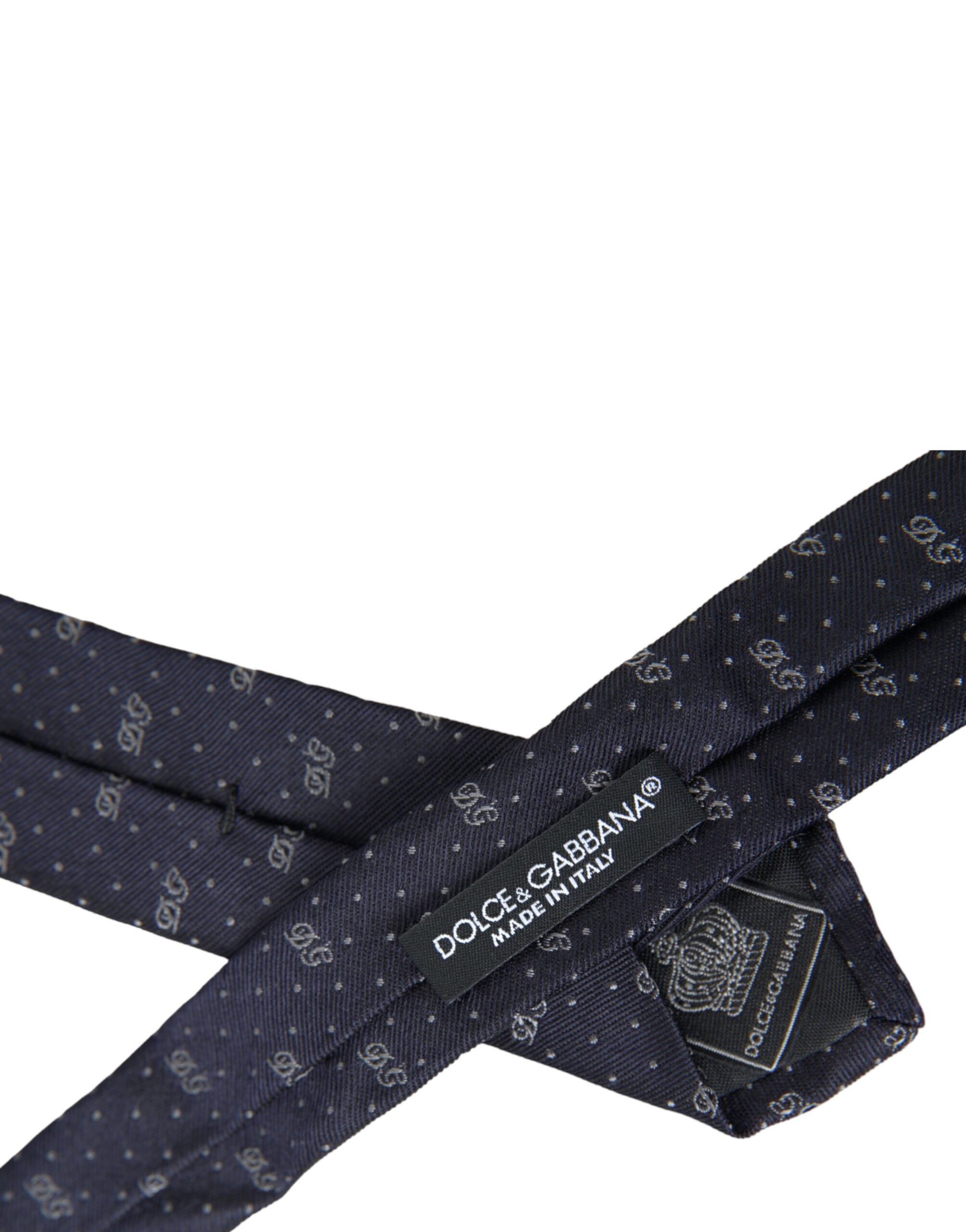 Dolce & Gabbana Blue DG Logo 100% Silk Adjustable Men's Tie Size ONE SIZE - 4 Thumbnail