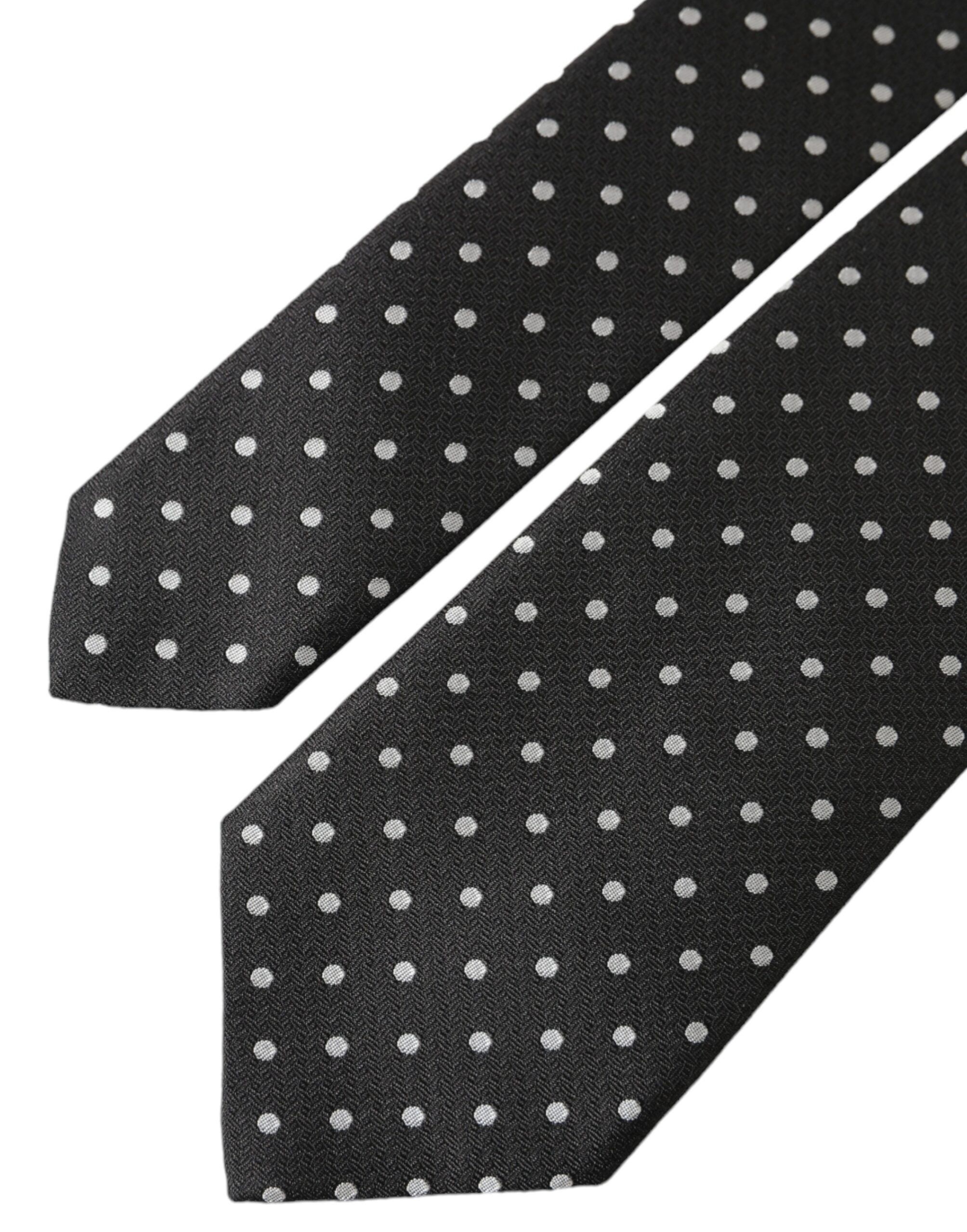 Dolce & Gabbana Black White Polka Dots 100% Silk Necktie Face Men's Mask Size ONE SIZE - 5 Thumbnail