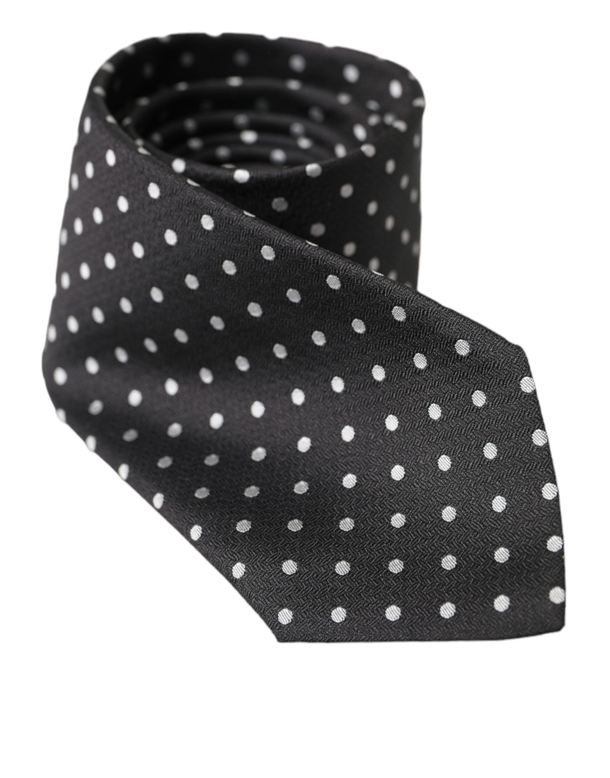 Dolce & Gabbana Black White Polka Dots 100% Silk Necktie Face Men's Mask Size ONE SIZE - 3 Thumbnail