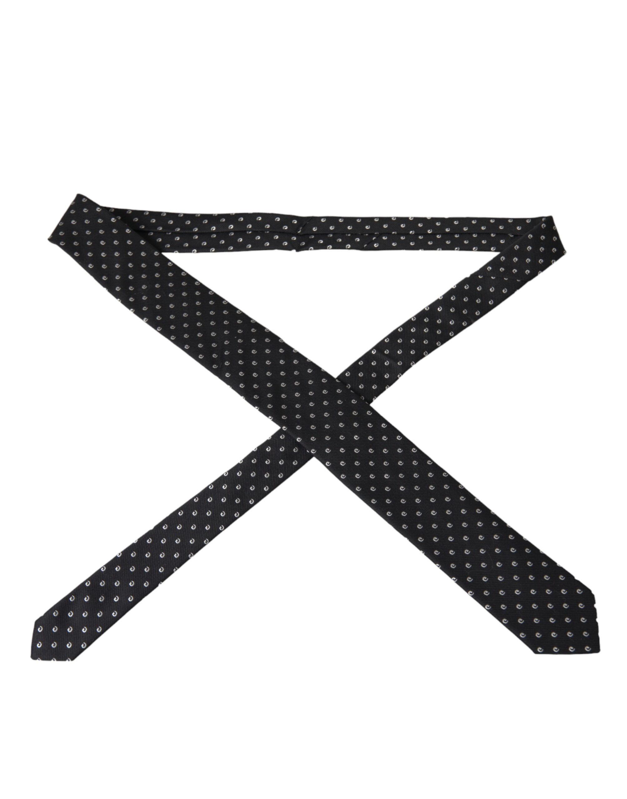 Dolce & Gabbana Black Logo Cotton Blend Adjustable Men's Tie Size ONE SIZE - 3 Thumbnail