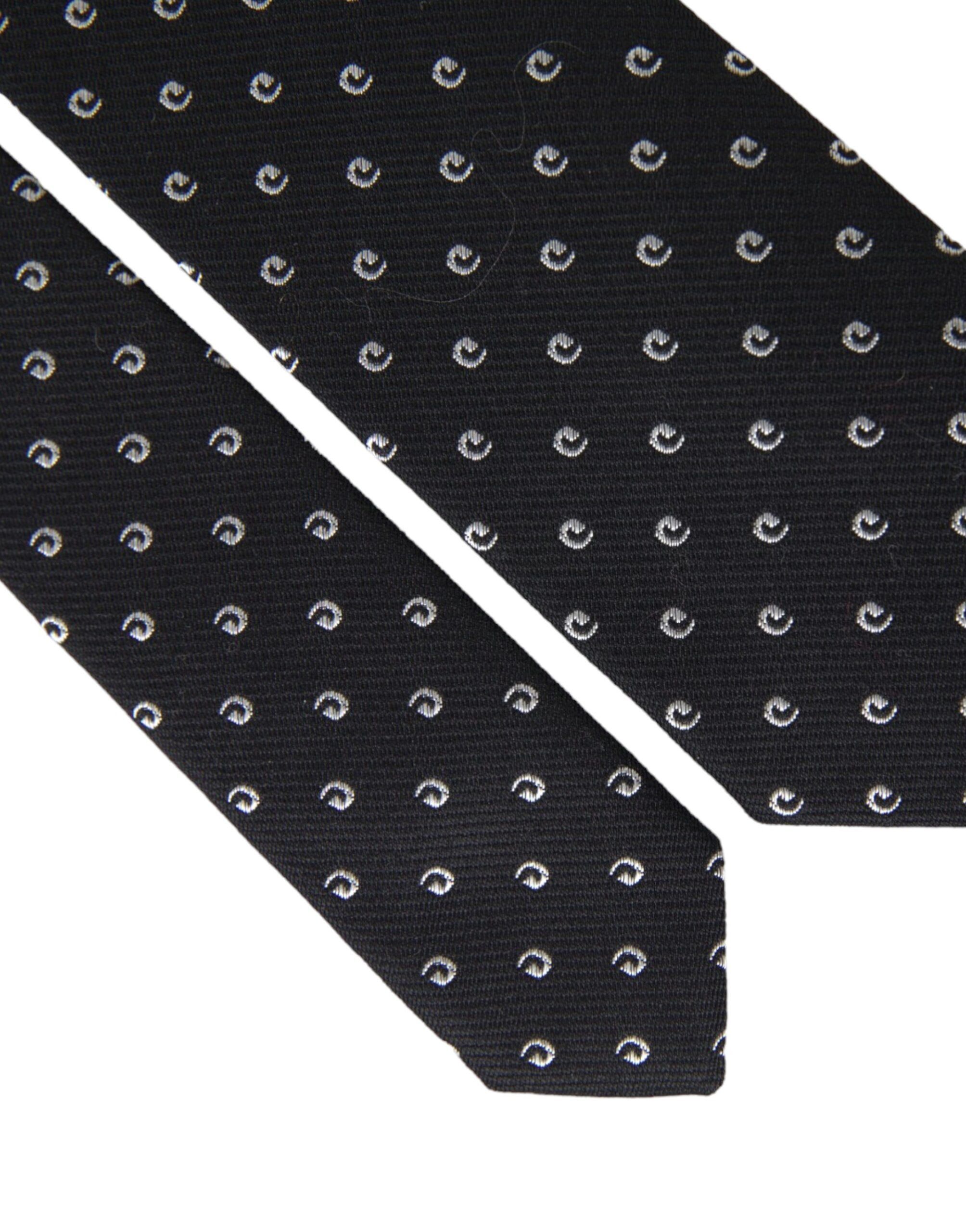 Dolce & Gabbana Black Logo Cotton Blend Adjustable Men's Tie Size ONE SIZE - 4 Thumbnail