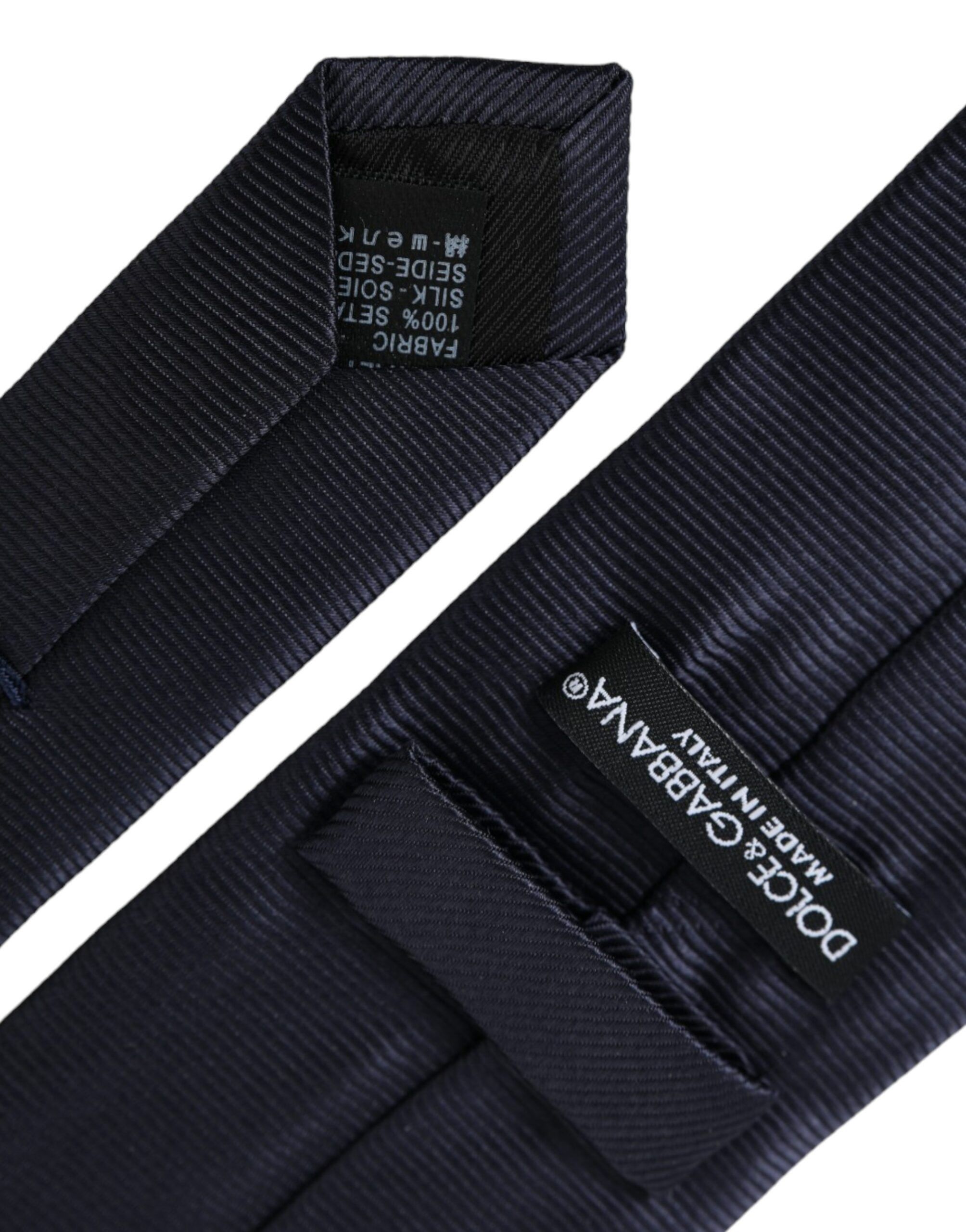 Dolce & Gabbana Blue Solid Silk Adjustable Tie Men's Men Size ONE SIZE - 2 Thumbnail