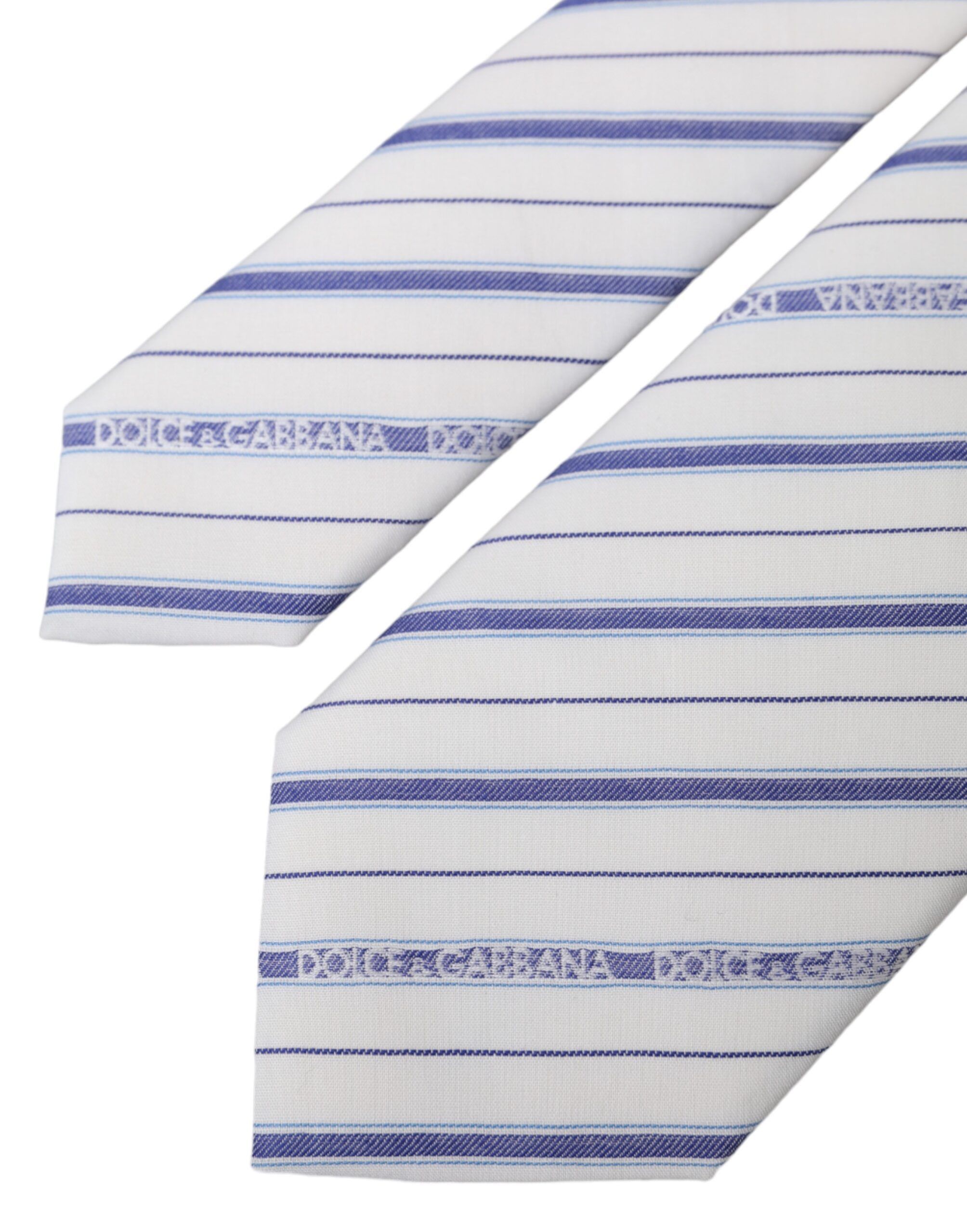 Dolce & Gabbana White Blue Stripes Silk Adjustable Men's Tie Size ONE SIZE - 4 Thumbnail
